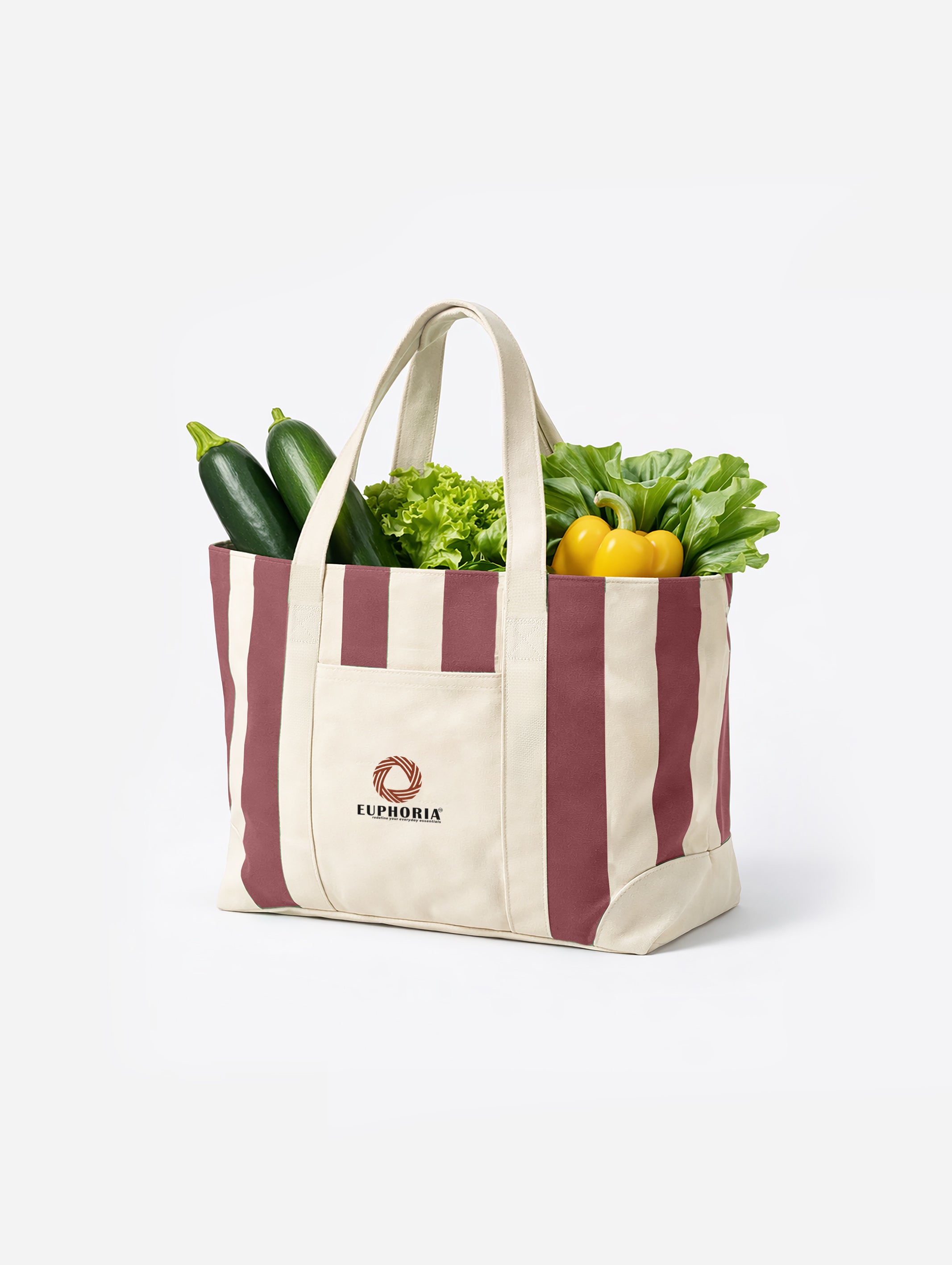 Everyday Essential Large Maroon & Beige Tote Bag - EAUTB-5V2-231-1P