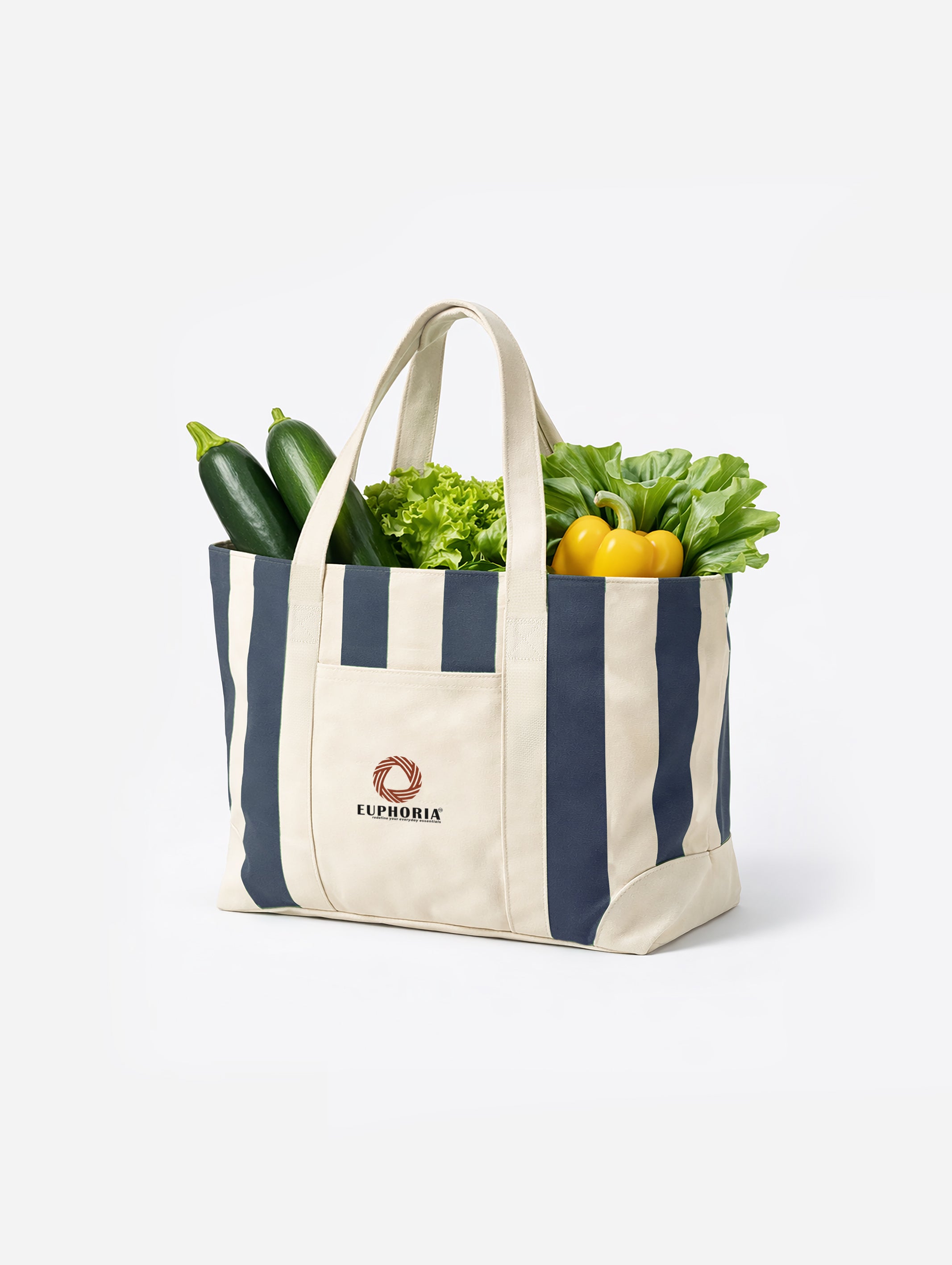 Everyday Essential Navy Blue & Beige Large Tote Bag - EAUTB-5V2-230-1P