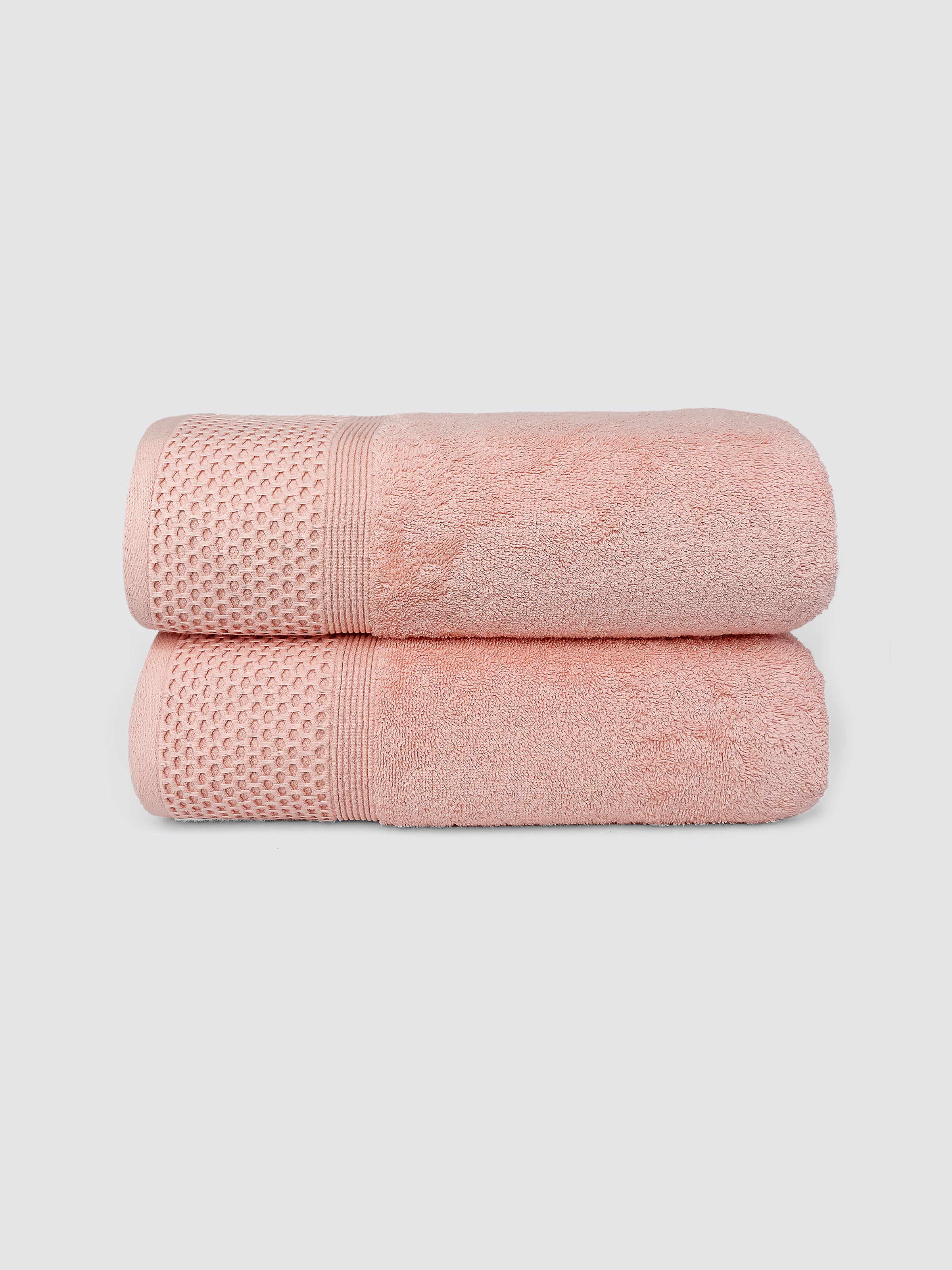 Peach combed cotton bath towel, pack of 2, 28x57 inches – main product view
