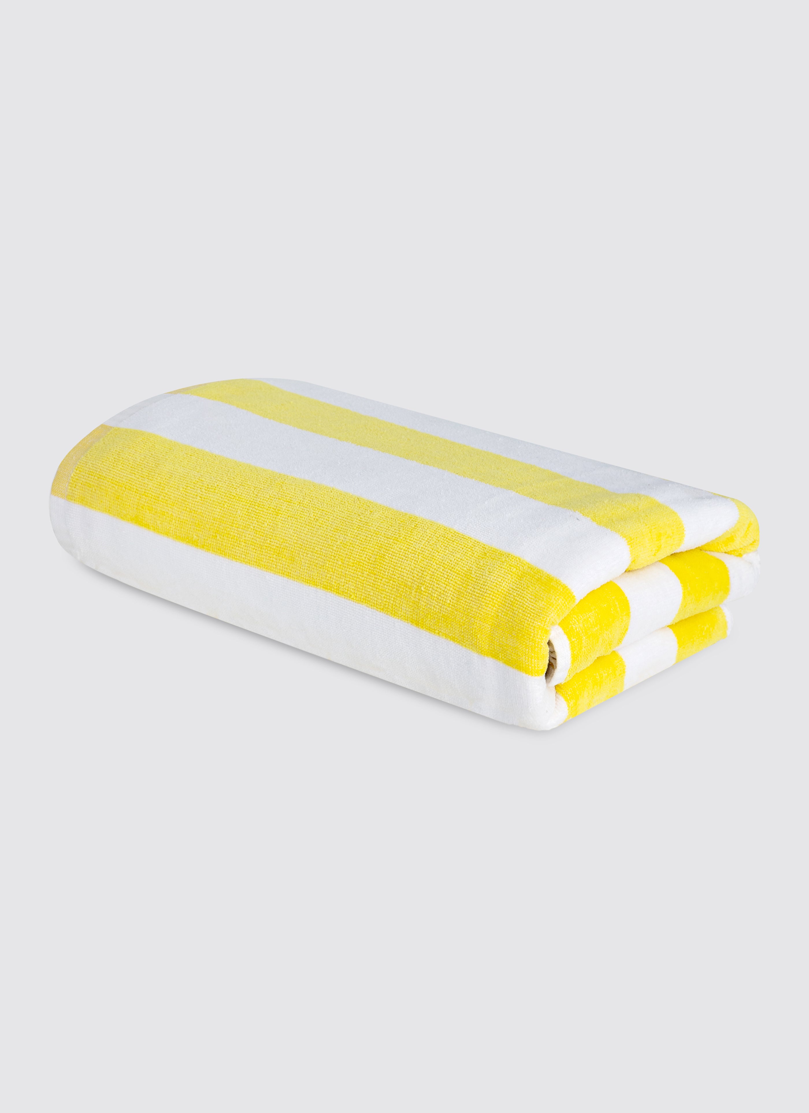 White & Yellow combed cotton cabana beach bath sheet, pack of 1, 31x60 inches – main product view