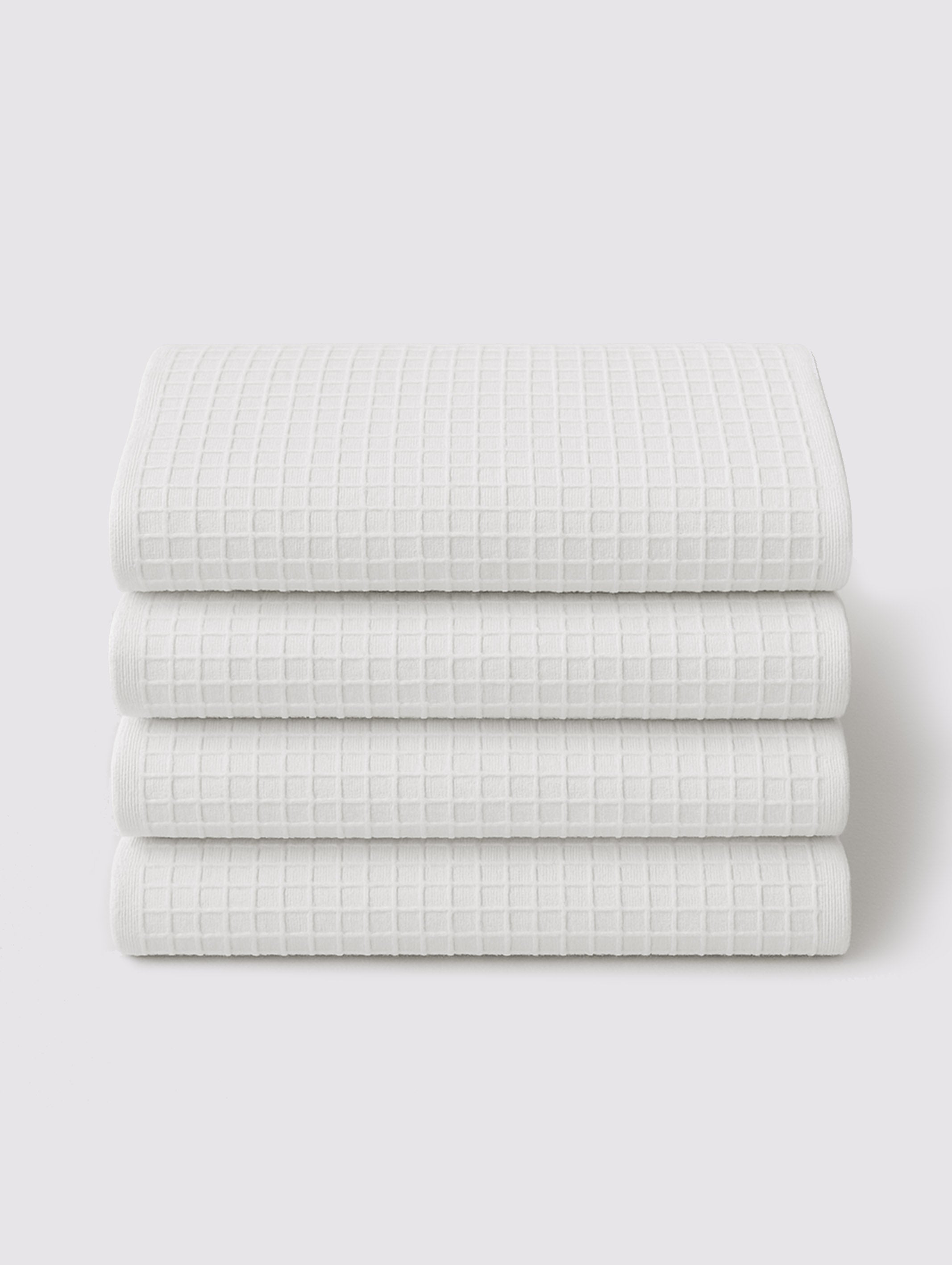 White combed cotton face towels and washcloths, pack of 4, 12x12 inches – main product view