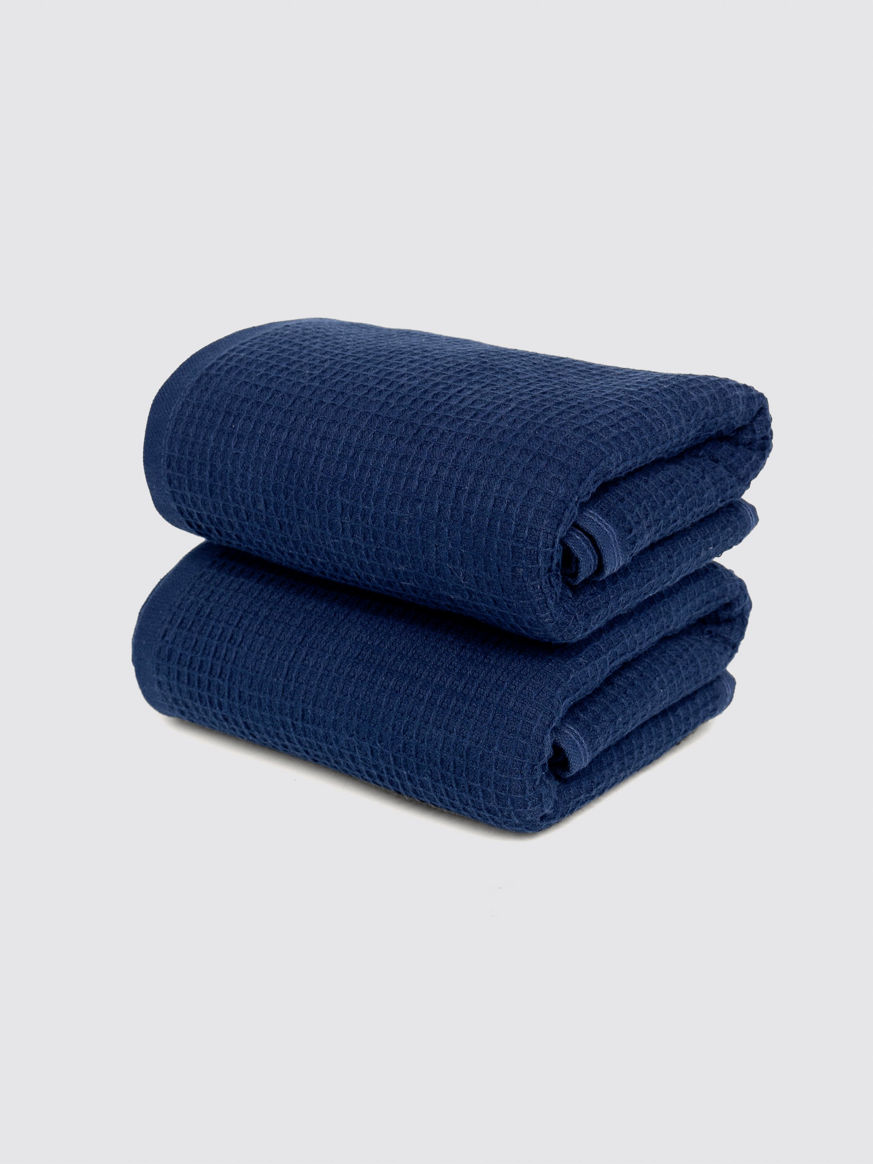 Navy Blue combed cotton kitchen towels and tea towels, pack of 2, 18x28 inches – additional view