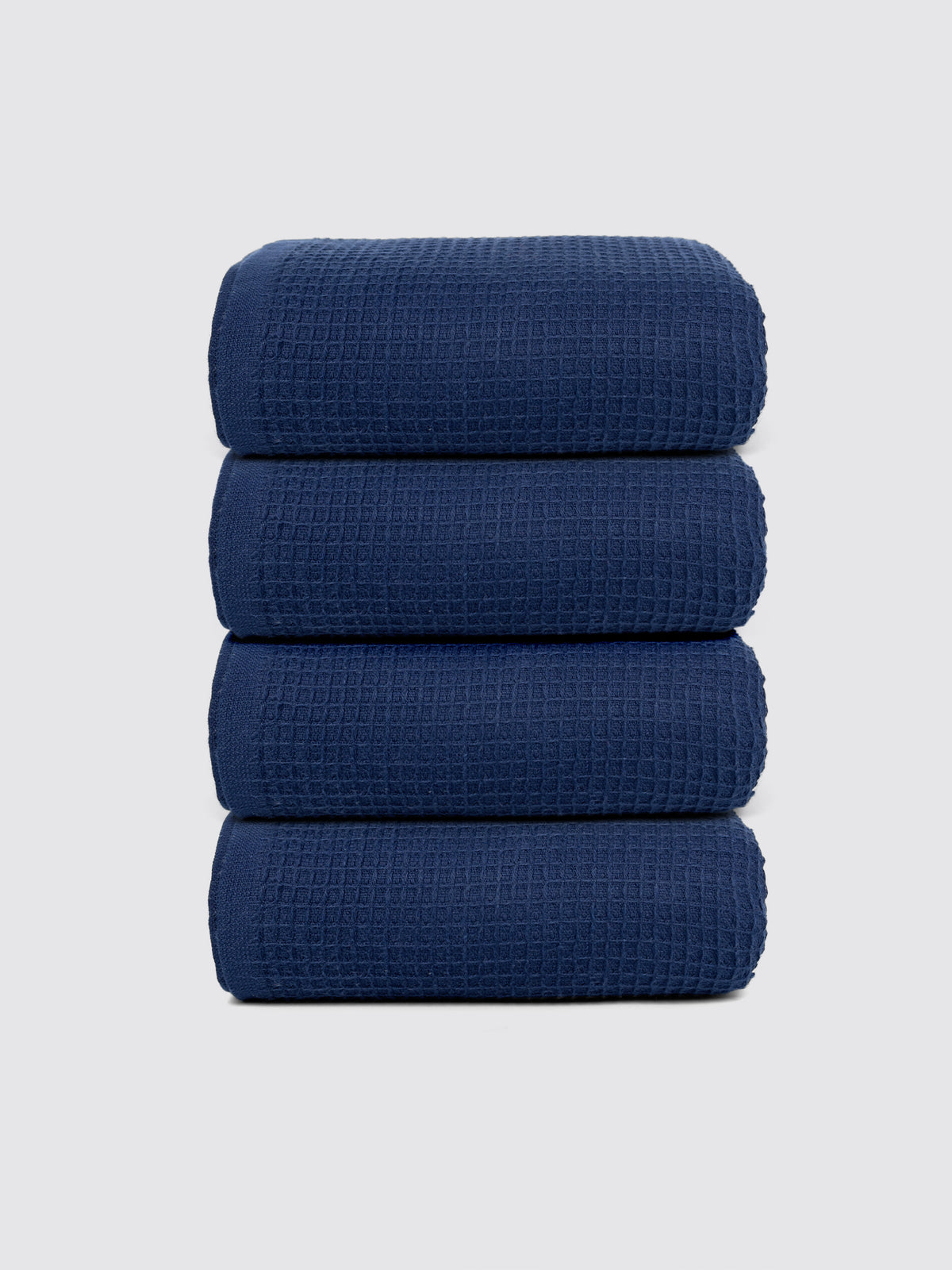 Navy Blue combed cotton kitchen towels and tea towels, pack of 4, 18x28 inches – main product view