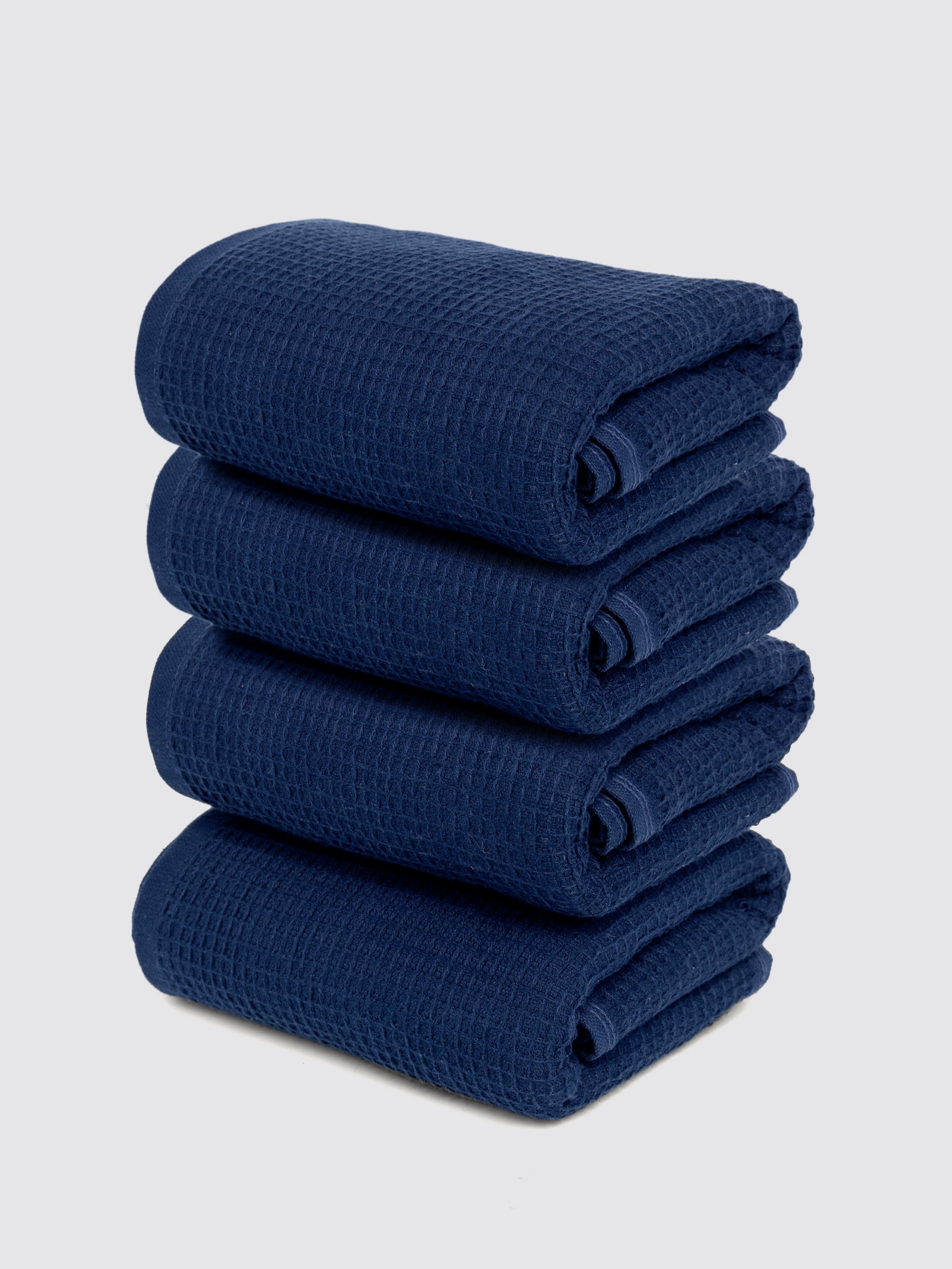 Navy Blue combed cotton kitchen towels and tea towels, pack of 4, 18x28 inches – additional view