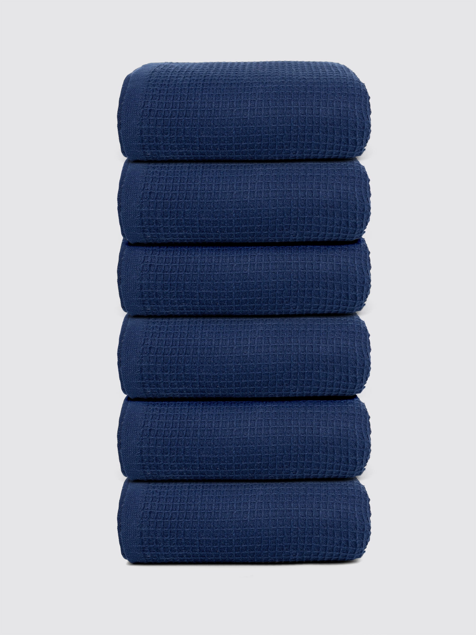 Navy Blue combed cotton kitchen towels and tea towels, pack of 6, 18x28 inches – main product view