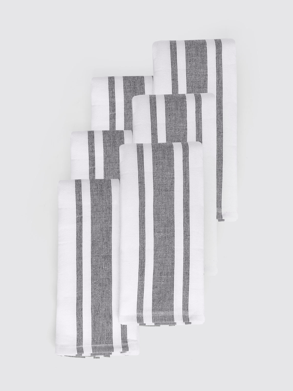White & Grey combed cotton kitchen towels and tea towels, pack of 6, 16x26 inches – main product view