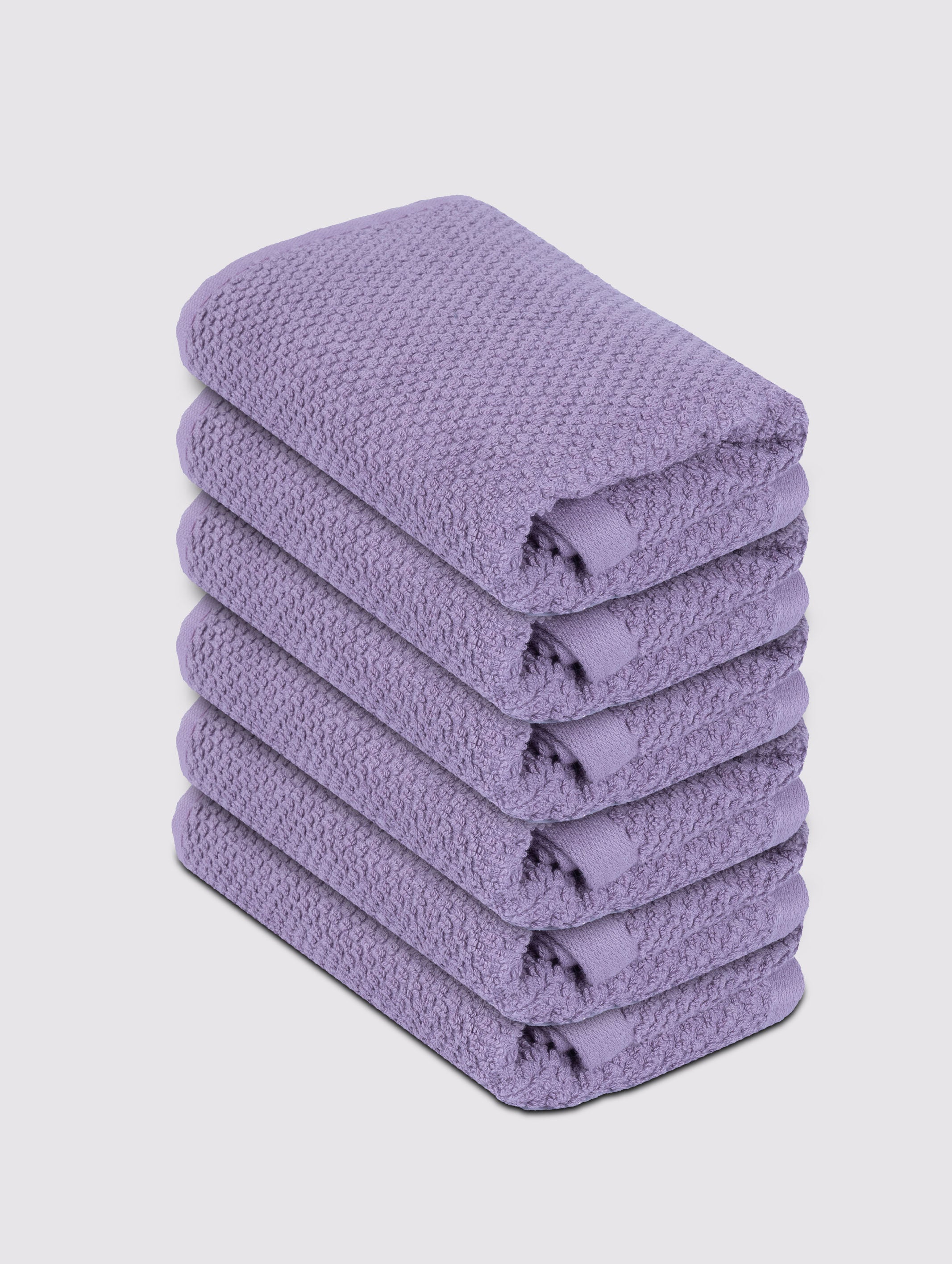 Purple face towels and washcloths, pack of 6, 13x13 inches – main product view