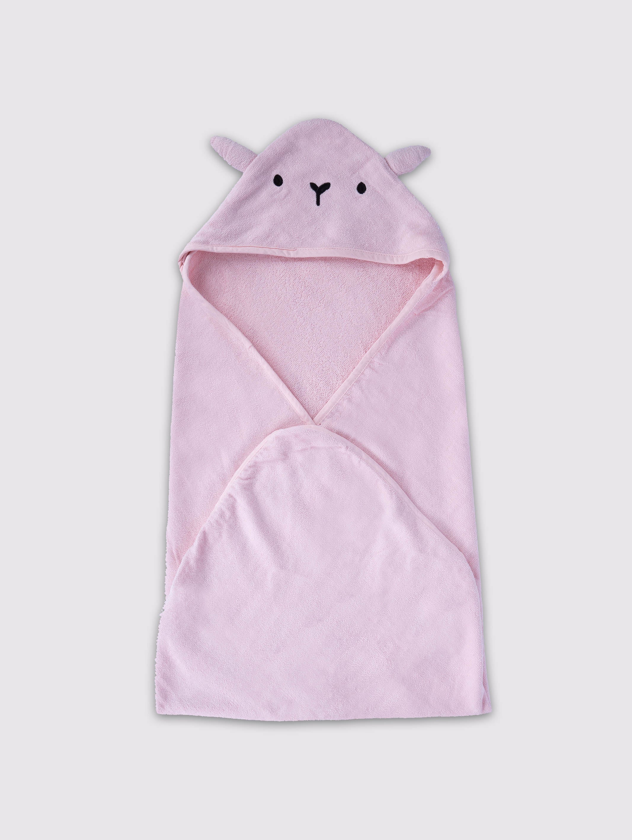 Pink kids hooded towel poncho, pack of 1 – main product view