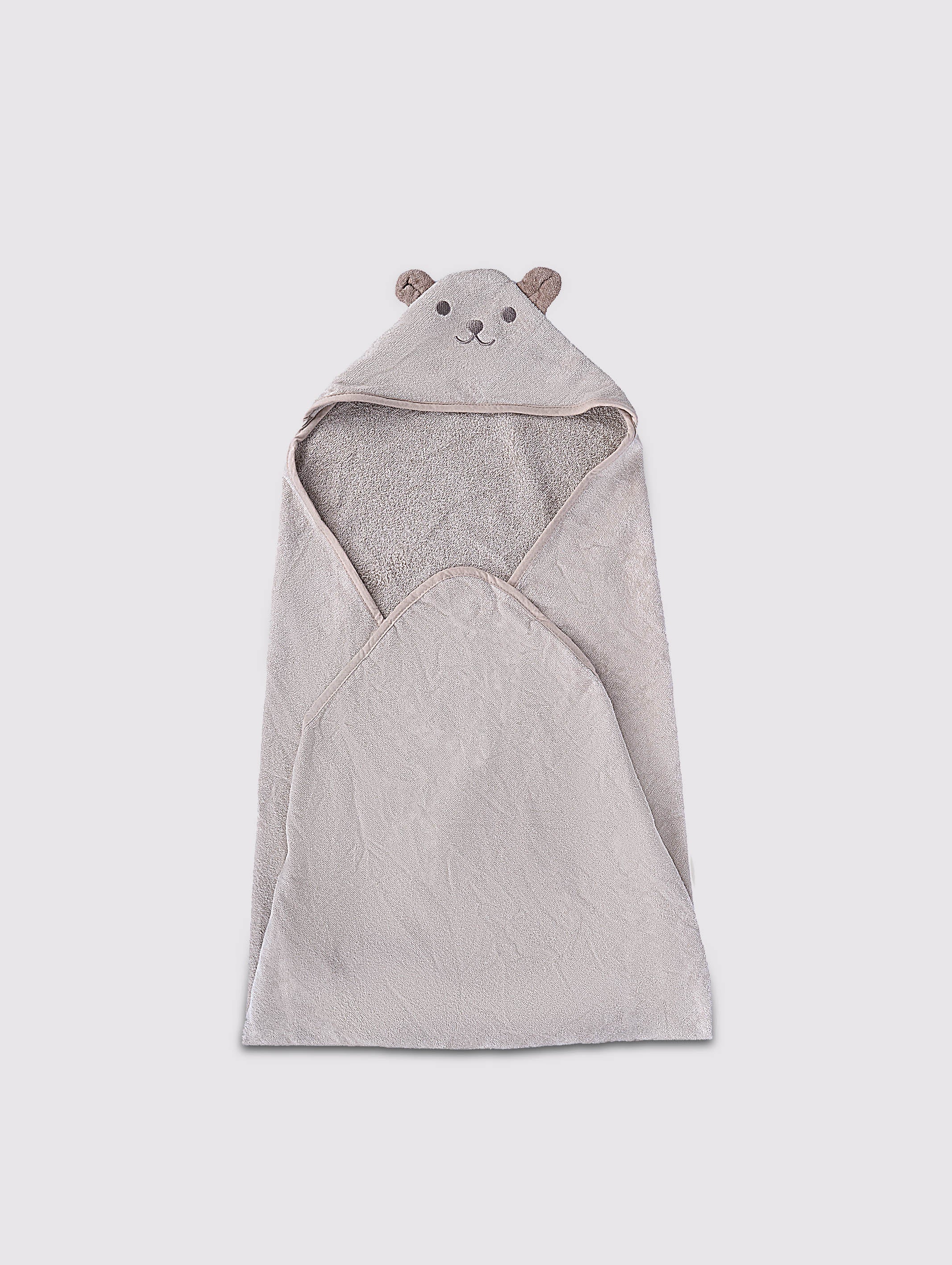 Taupe kids hooded towel poncho, pack of 1 – main product view