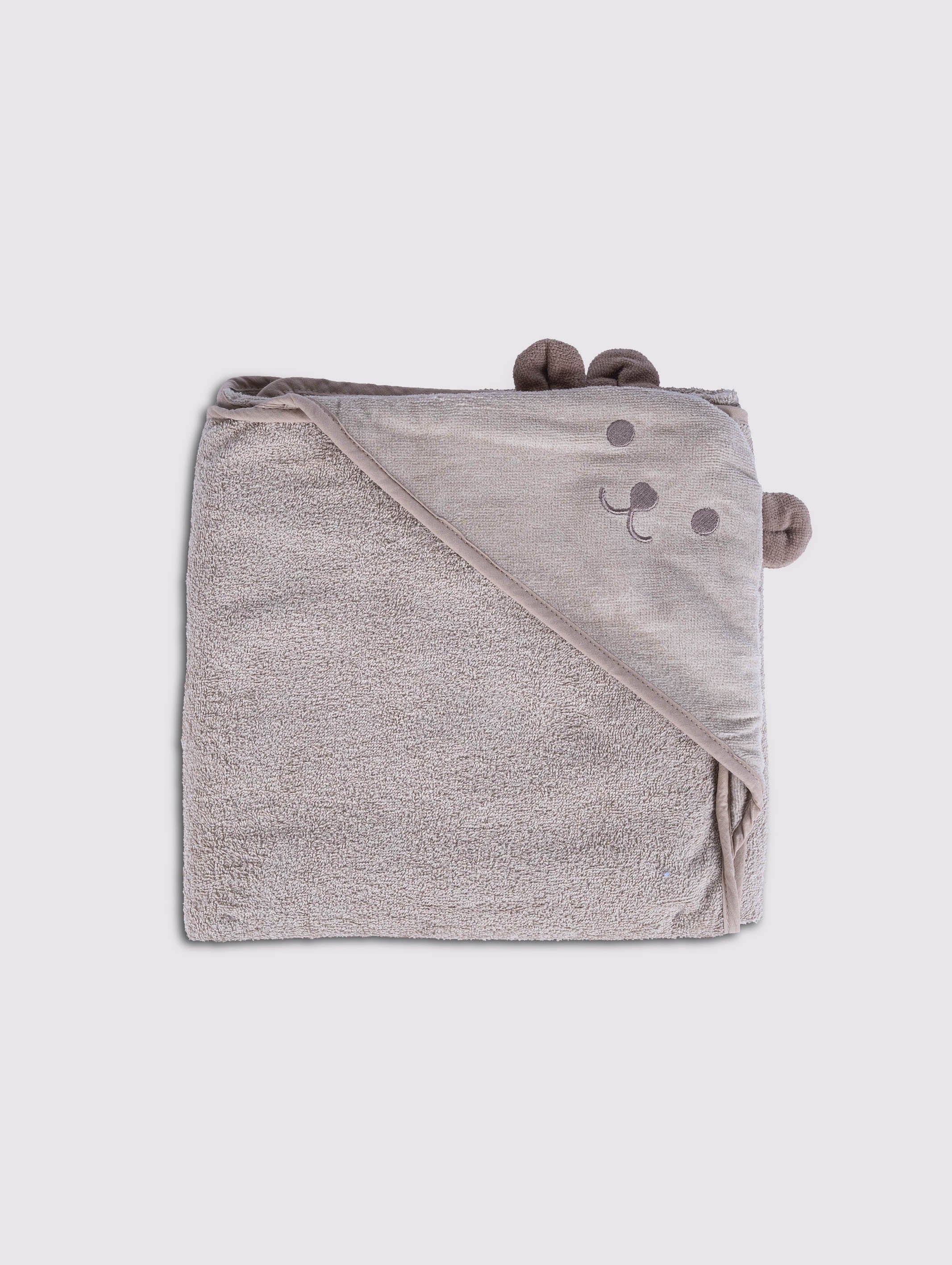 Taupe kids hooded towel poncho, pack of 1 – product detail view