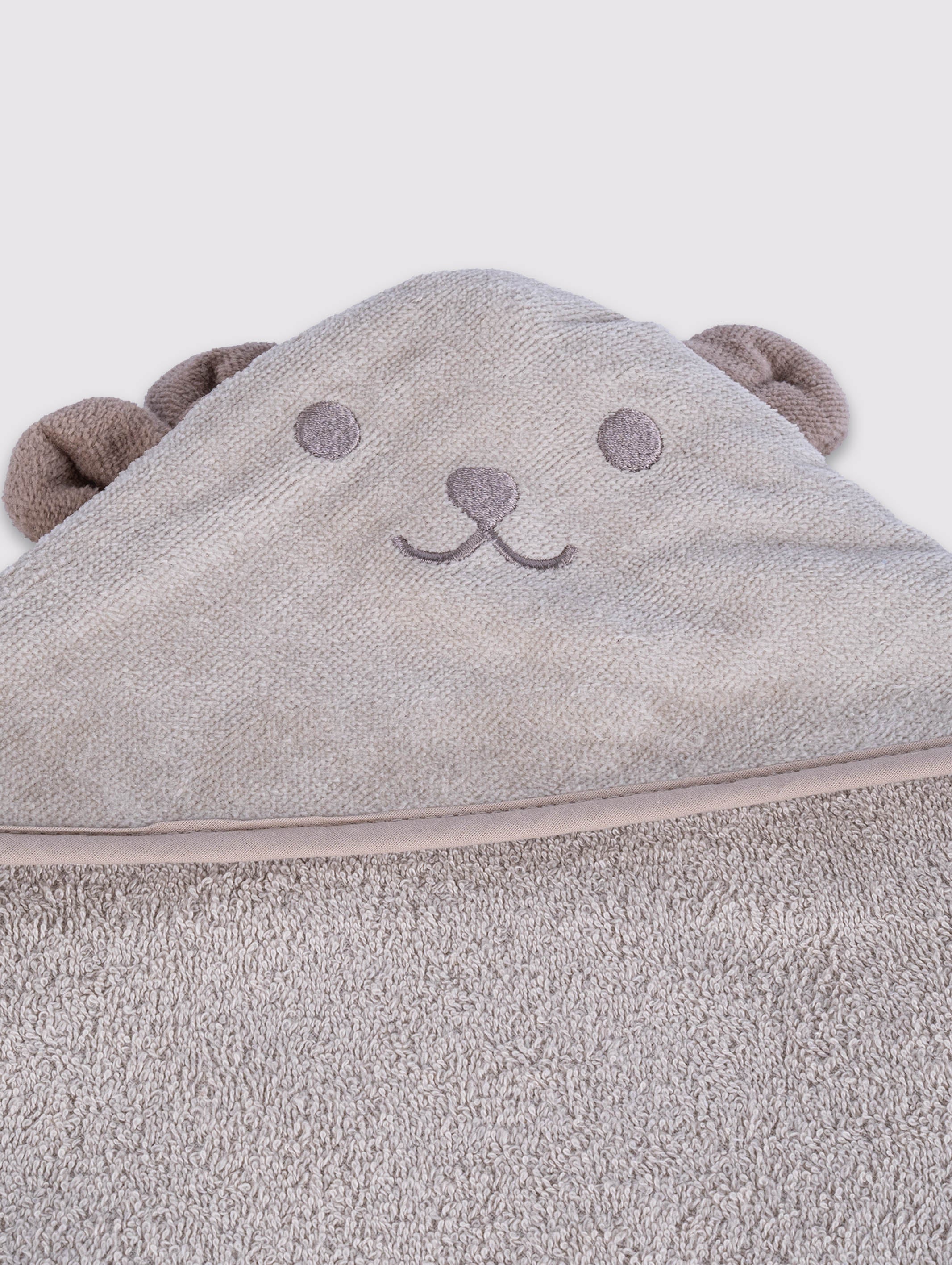 Taupe kids hooded towel poncho, pack of 1 – alternate product view