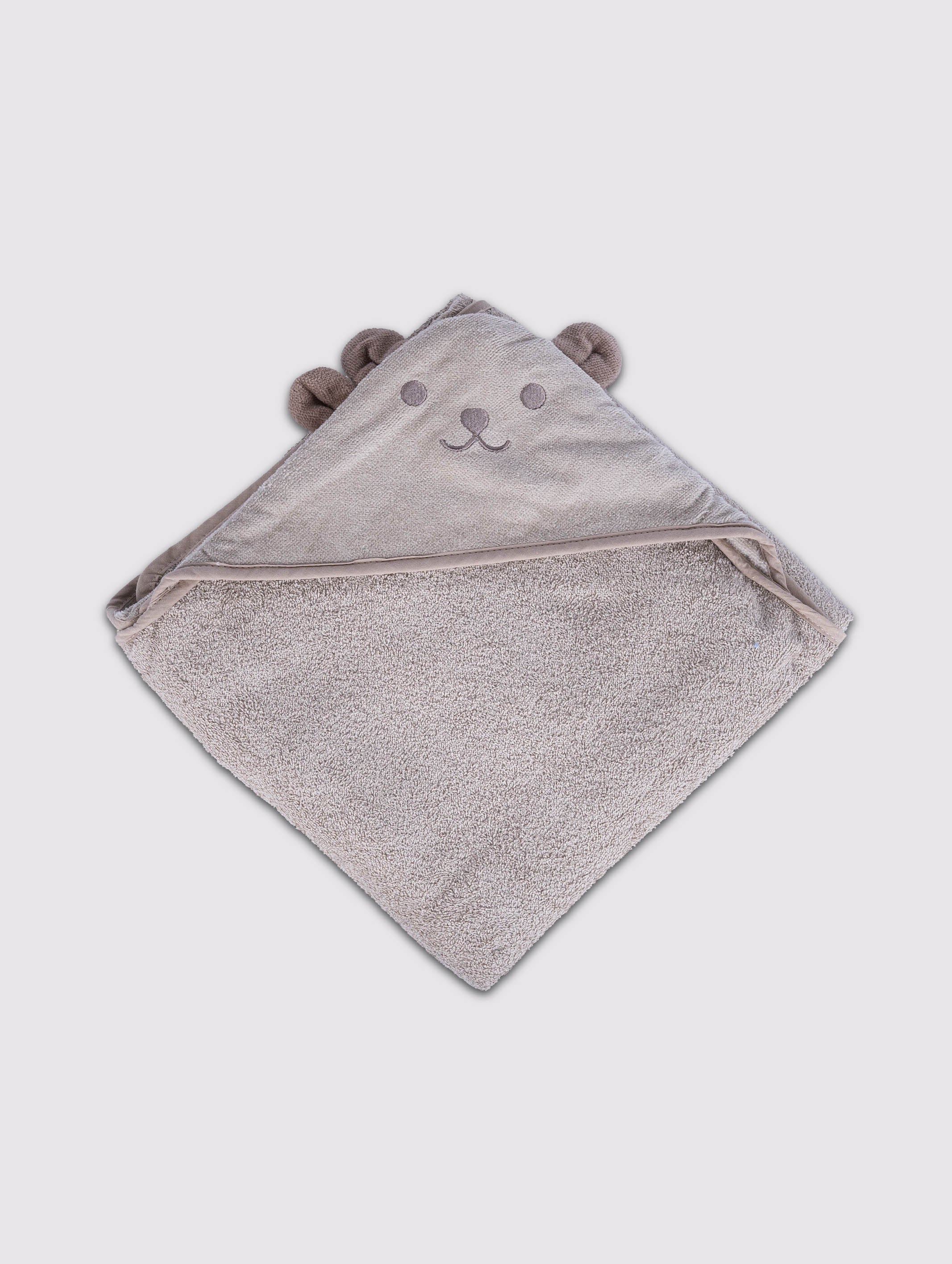Taupe kids hooded towel poncho, pack of 1 – additional product view 2