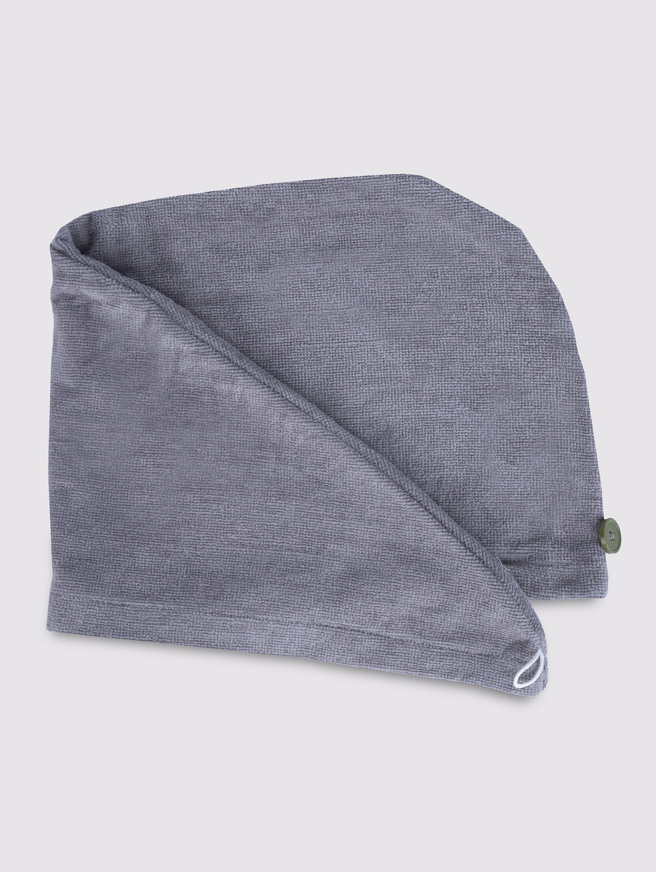 Grey quick-dry hair turban towel wrap, pack of 1 – product detail view