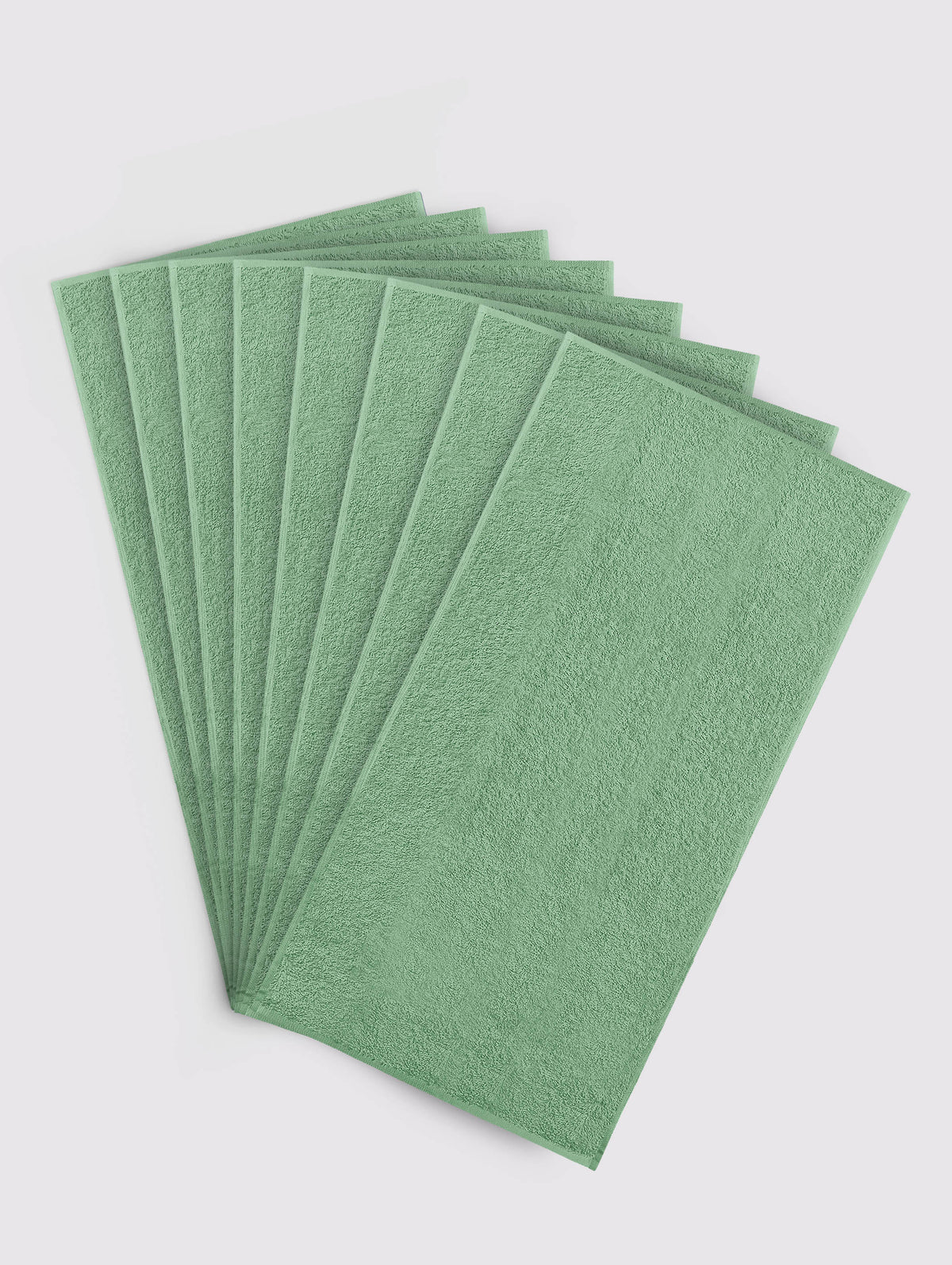 Mint Green ring-spun cotton face towels and washcloths, pack of 8, 13x13 inches – main product view