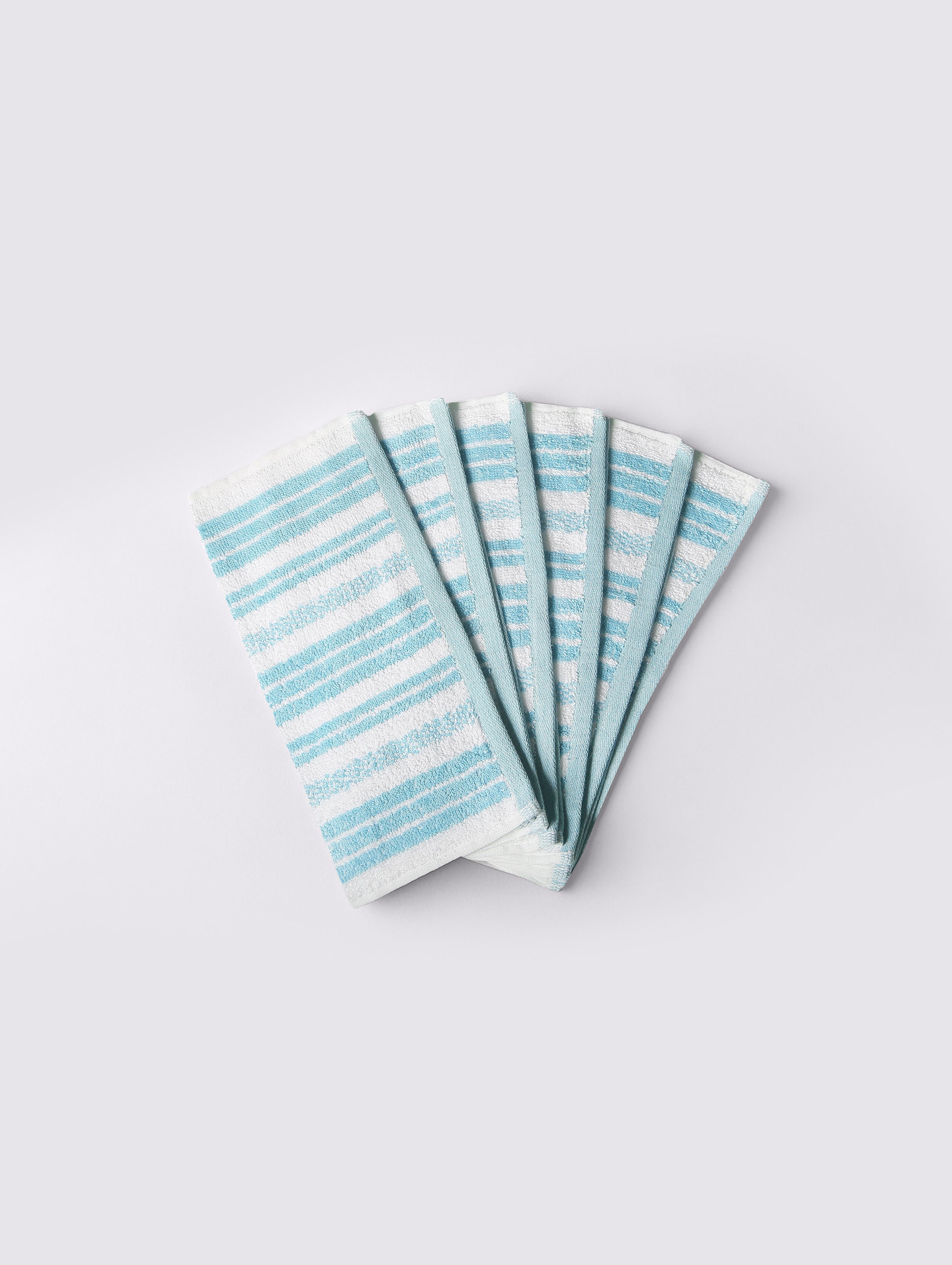 White & Sky Blue ring-spun cotton face towels and washcloths, pack of 6, 12x12 inches – main product view