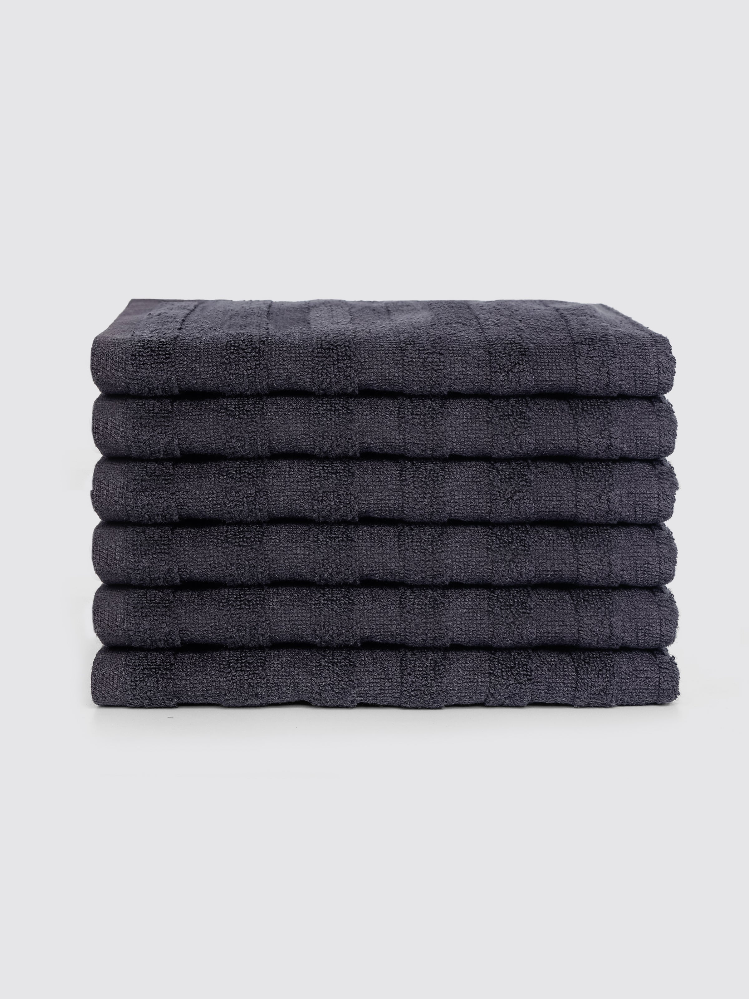 Black ring-spun cotton guest towels, pack of 6, 12x21 inches – main product view