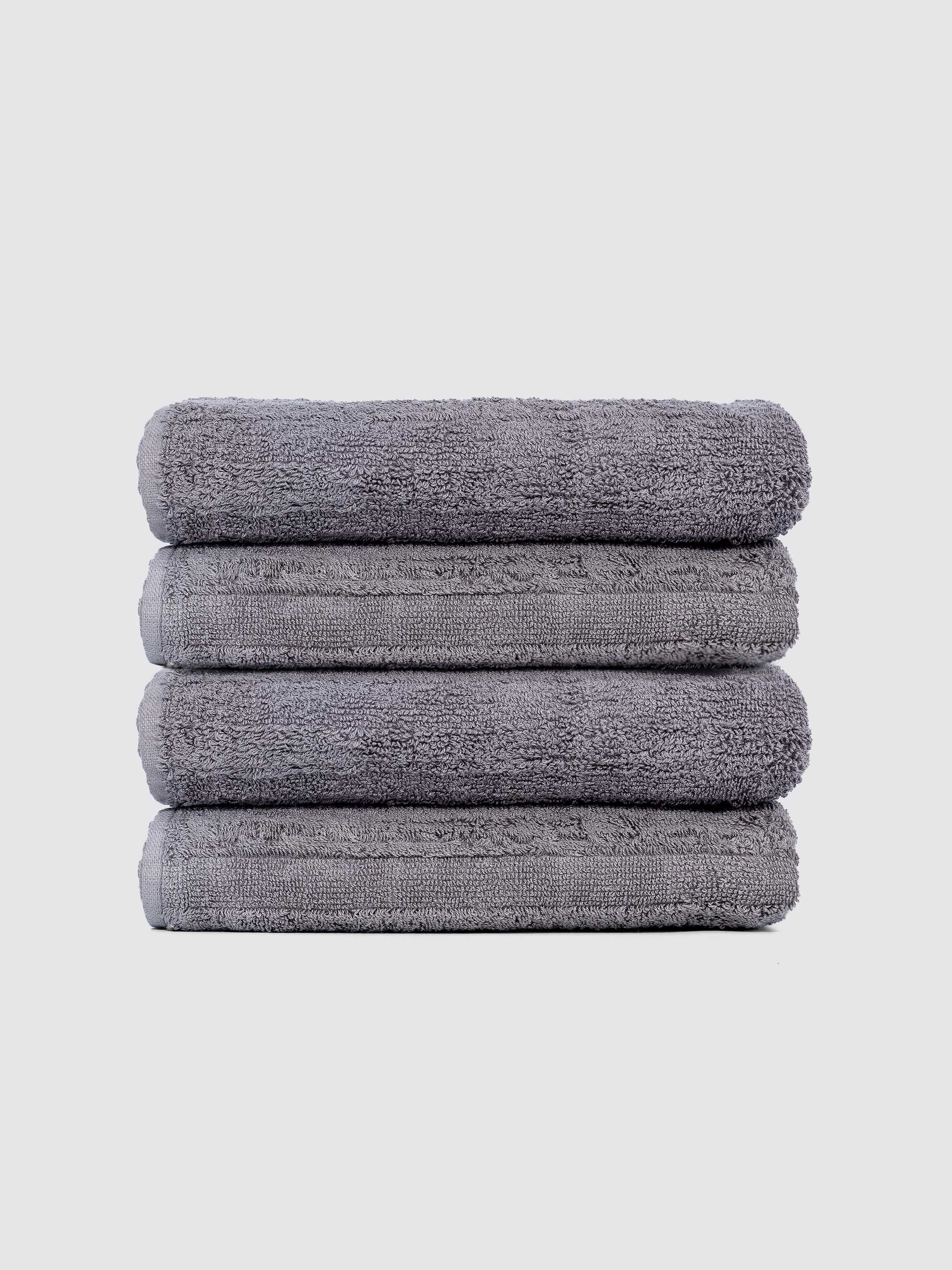 Grey ring-spun cotton guest towels, pack of 4, 12x21 inches – main product view