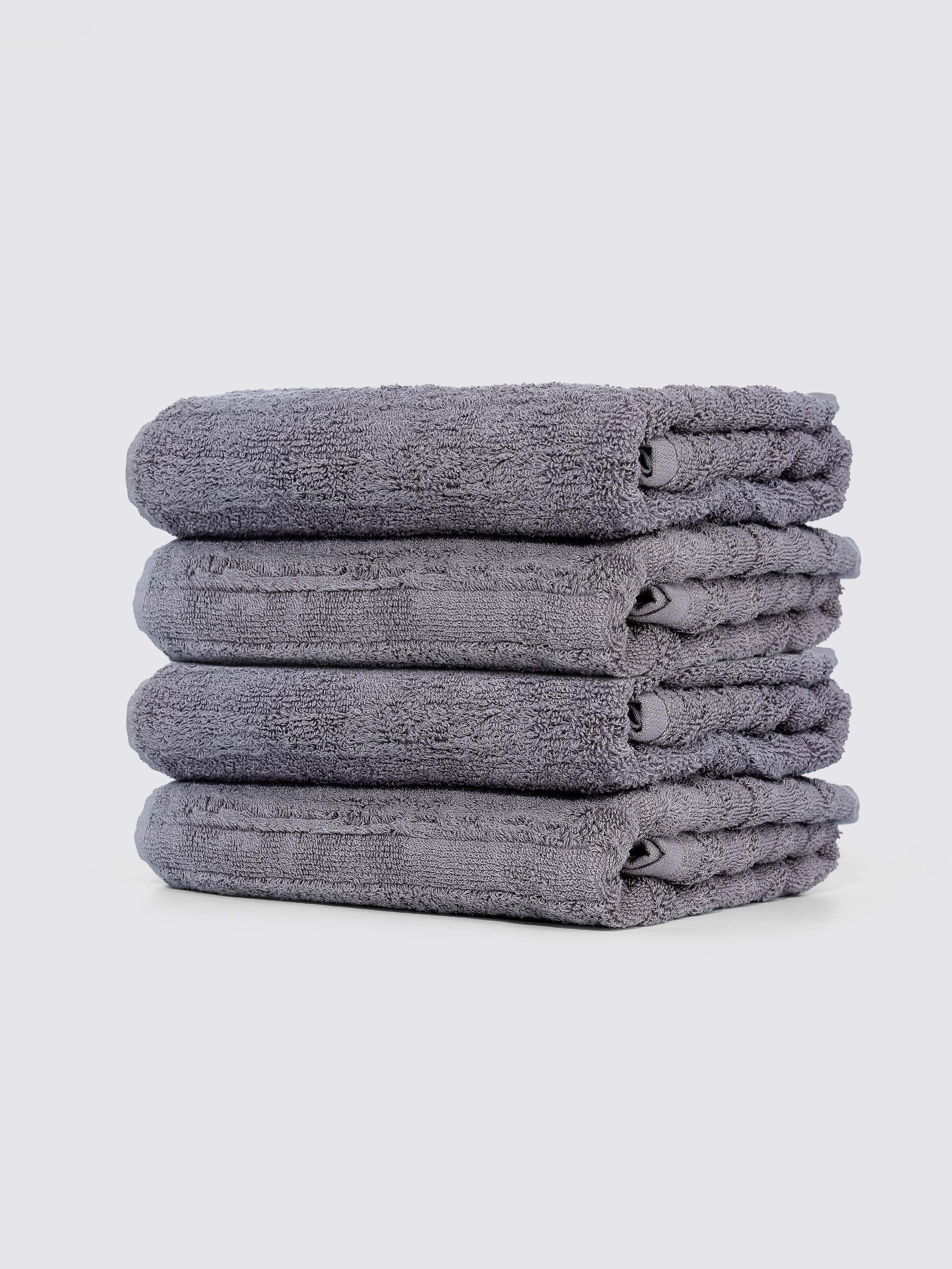 Grey ring-spun cotton guest towels, pack of 4, 12x21 inches – additional view