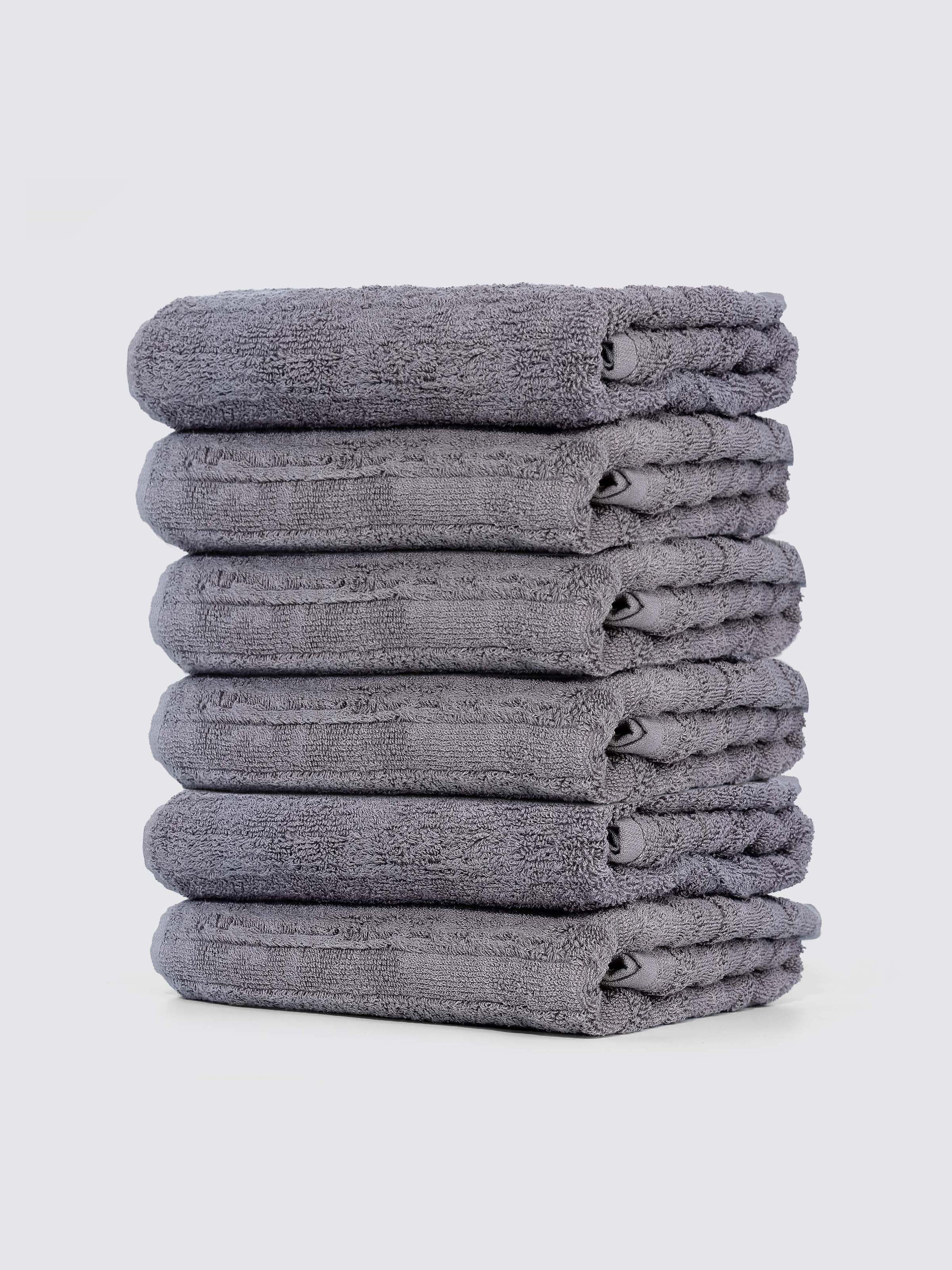 Grey ring-spun cotton guest towels, pack of 6, 12x21 inches – additional view