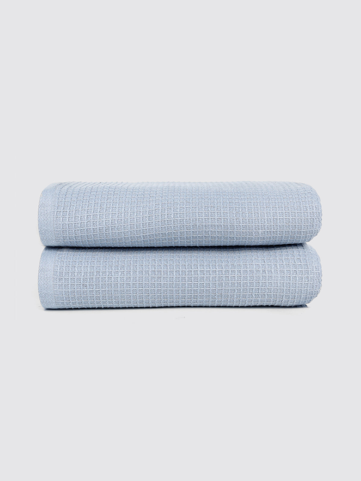 Light Blue ring-spun cotton hand towels, pack of 2, 20x39 inches – product detail view