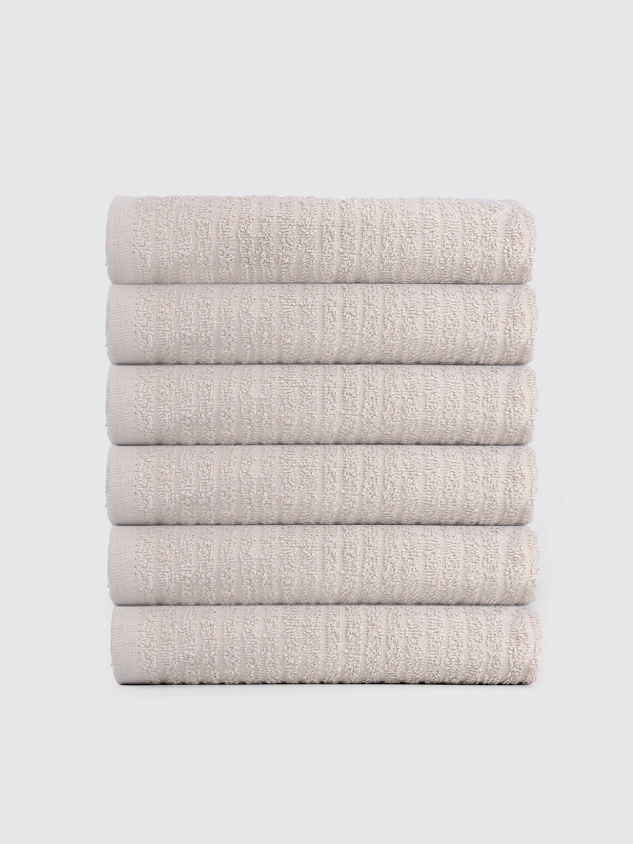 Beige ring-spun cotton kitchen towels and tea towels, pack of 6, 17x26 inches – main product view