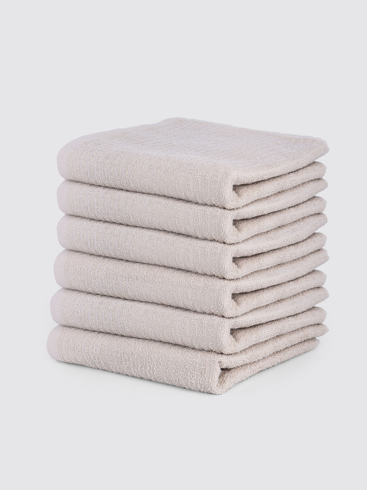 Beige ring-spun cotton kitchen towels and tea towels, pack of 6, 17x26 inches – additional view