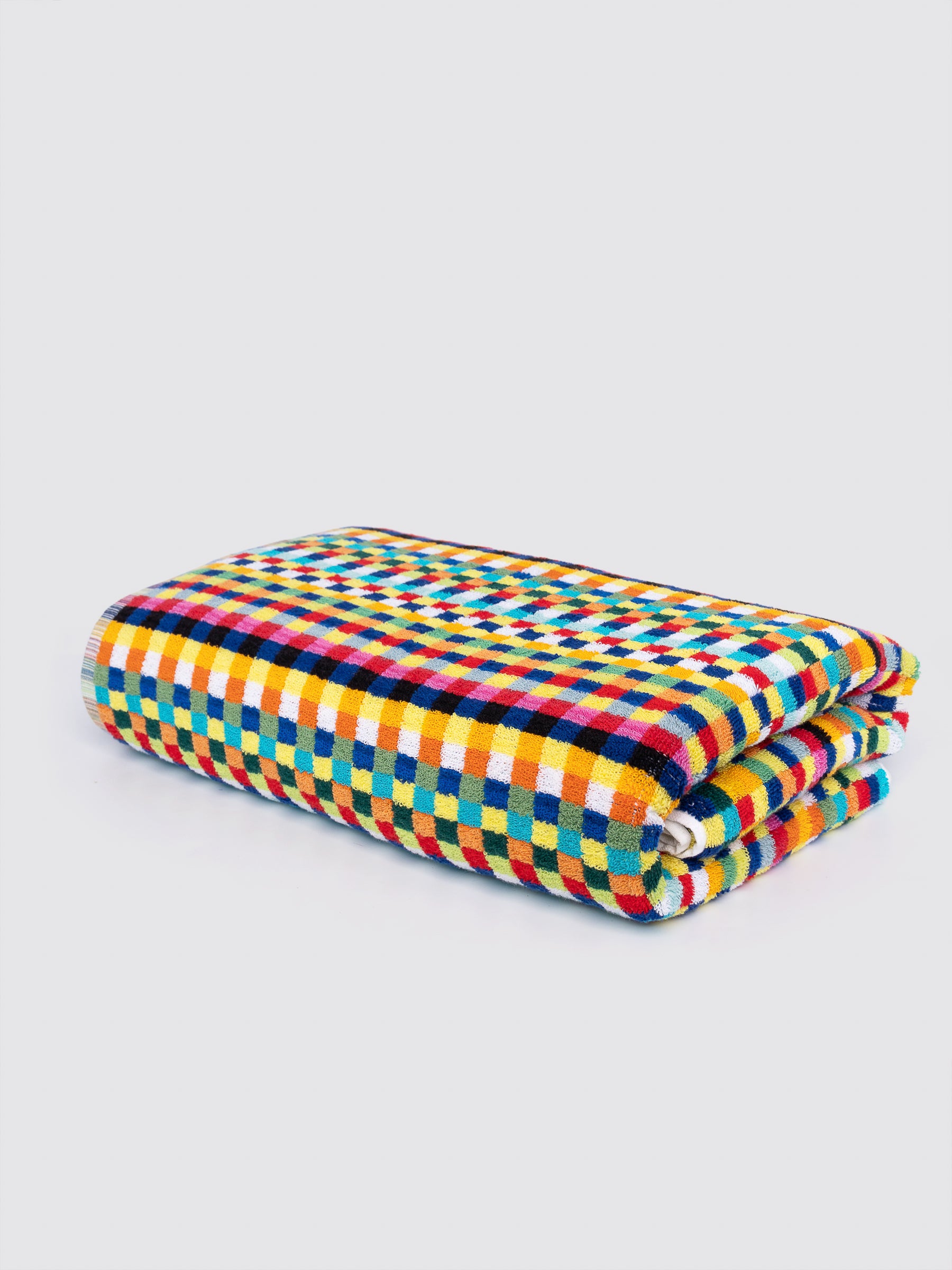 Multicolor Gingham ring-spun cotton oversized bath sheet towel, pack of 1, 35x70 inches – main product view