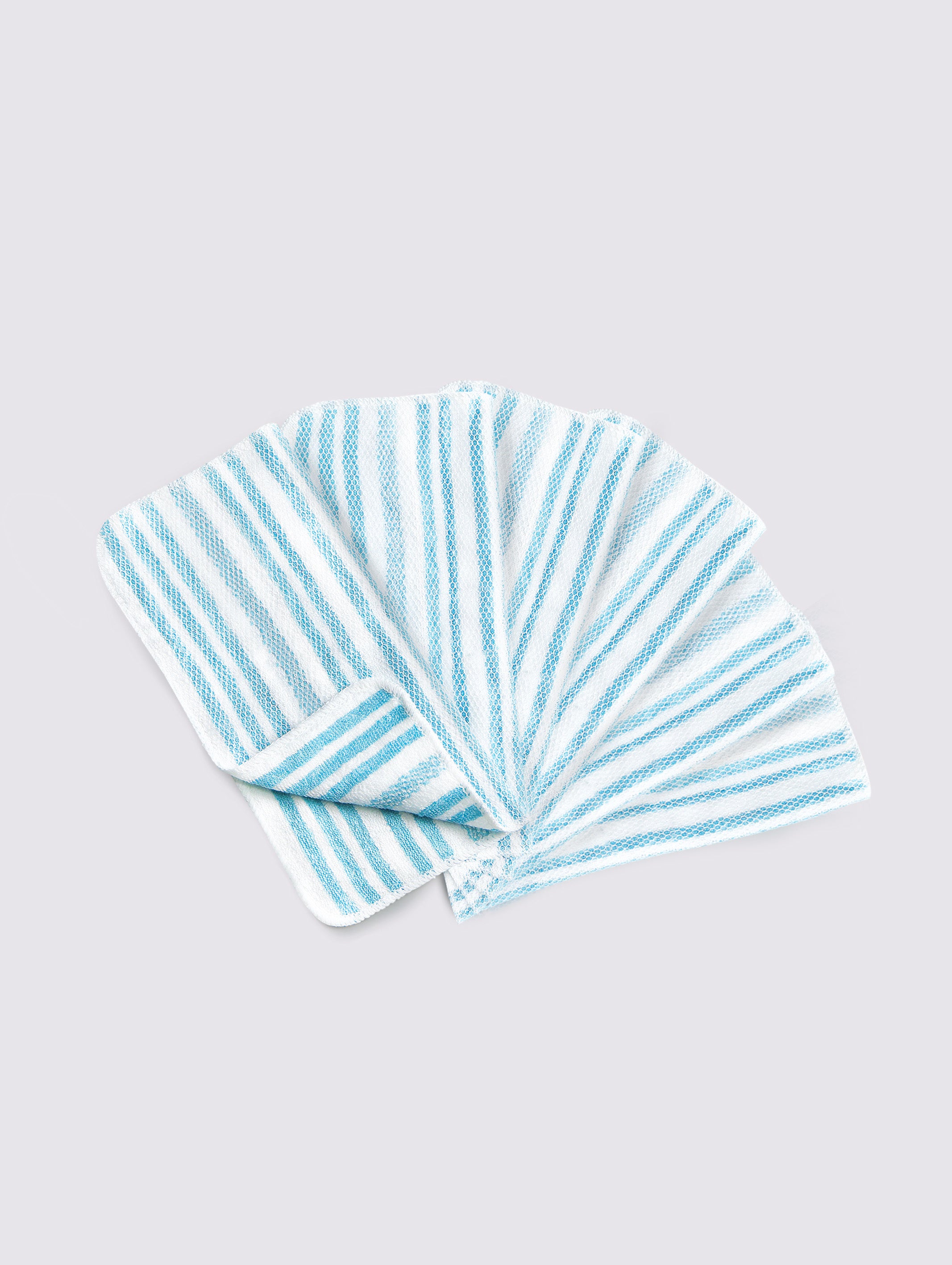 White & Cyan ring-spun cotton reusable scrubber washcloths, pack of 6, 12x12 inches – main product view