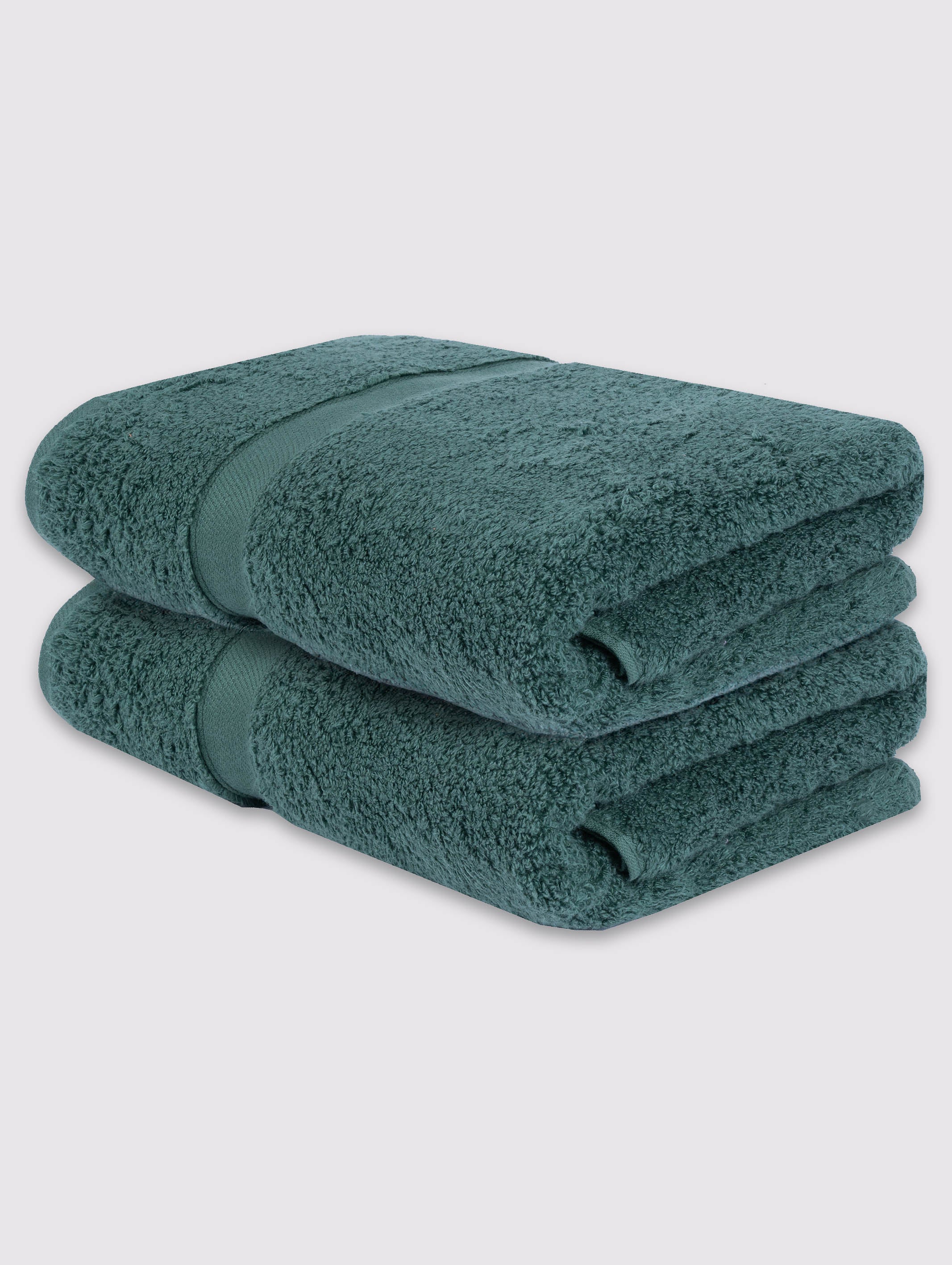 Green zero-twist cotton bath towel, pack of 2, 28x52 inches – main product view