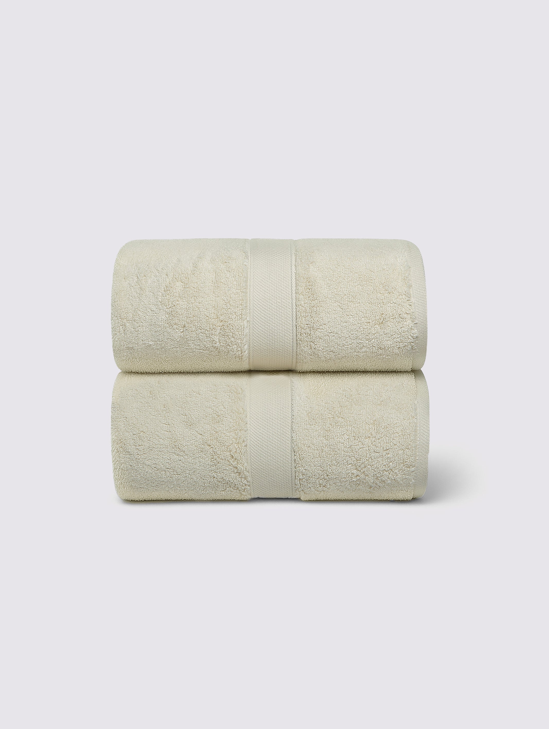 Cream zero-twist cotton oversized bath sheet towel, pack of 2, 39x71 inches – main product view