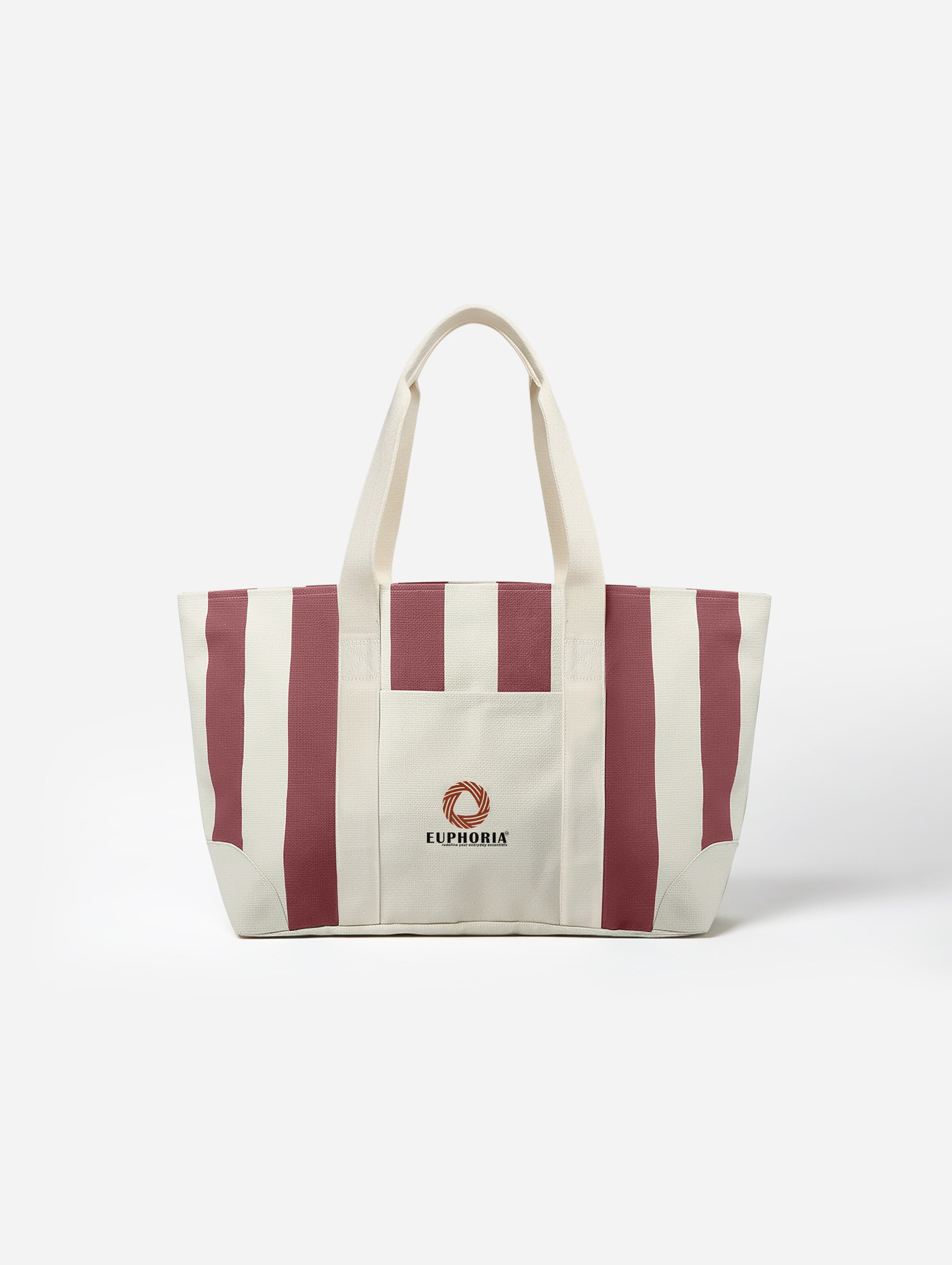 Everyday Essential Large Maroon & Beige Tote Bag - EAUTB-5V2-231-1P