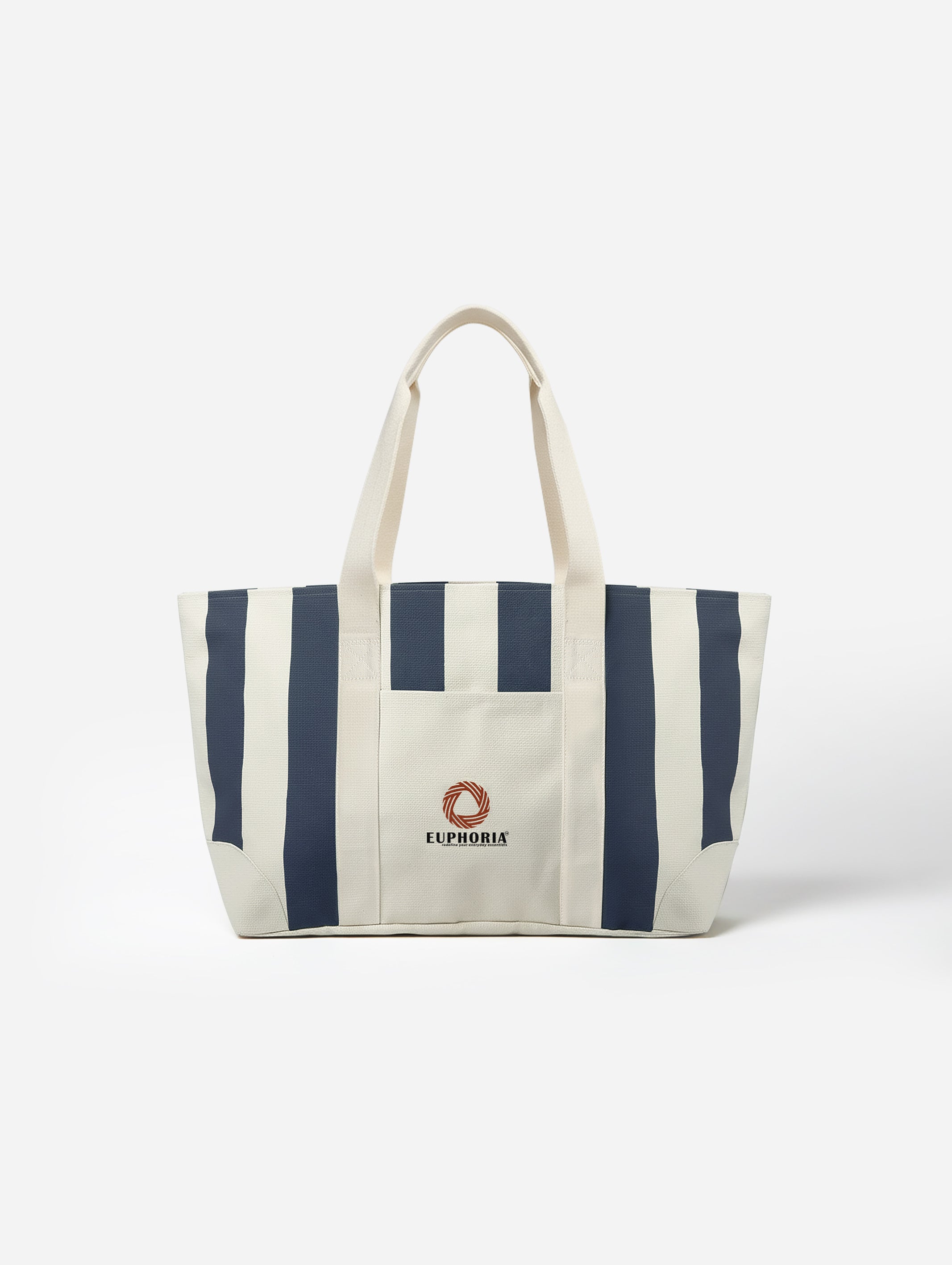 Everyday Essential Navy Blue & Beige Large Tote Bag - EAUTB-5V2-230-1P