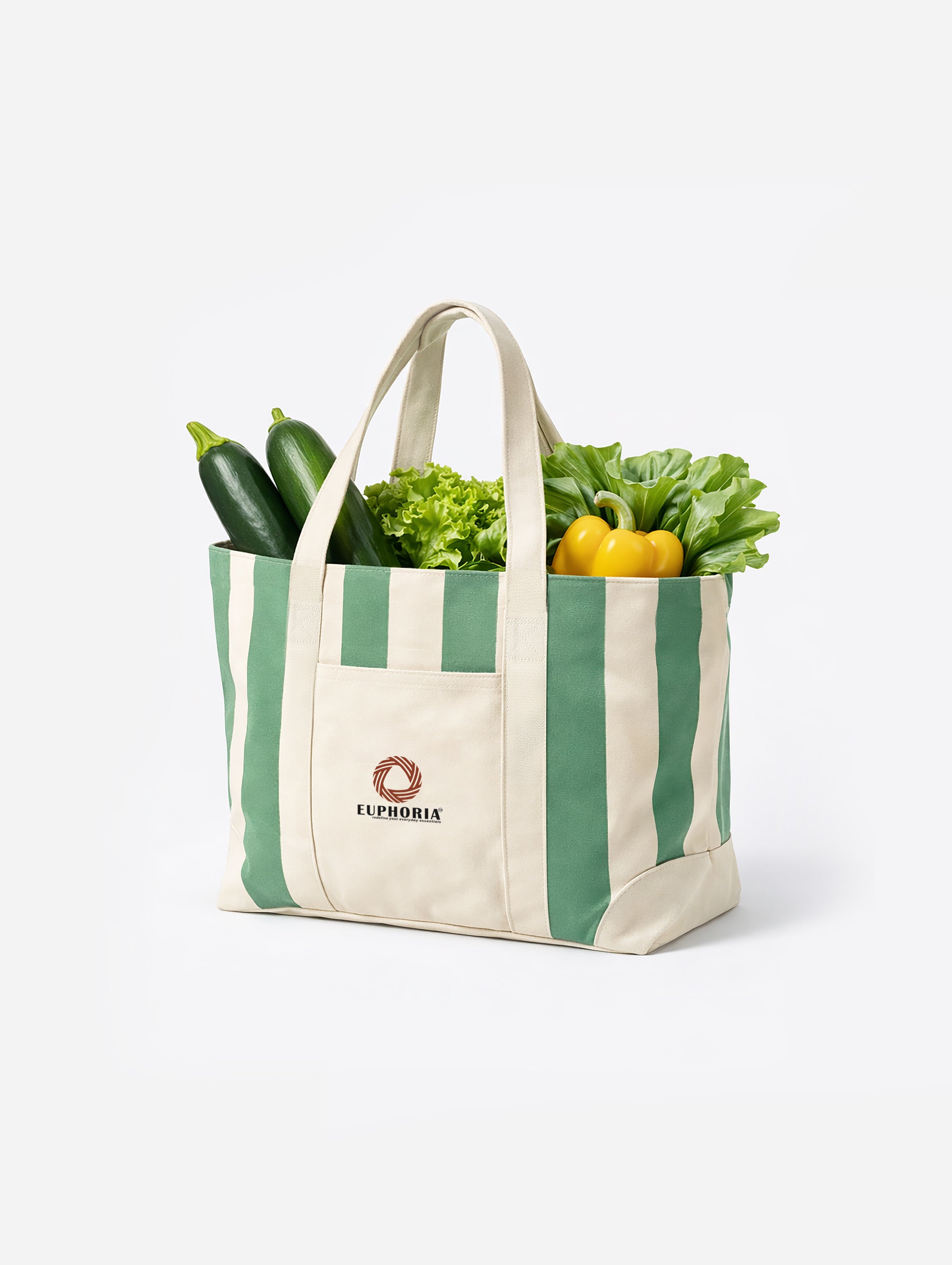 Everyday Essential Large Green & Beige Tote Bag - EAUTB-5V2-229-1P