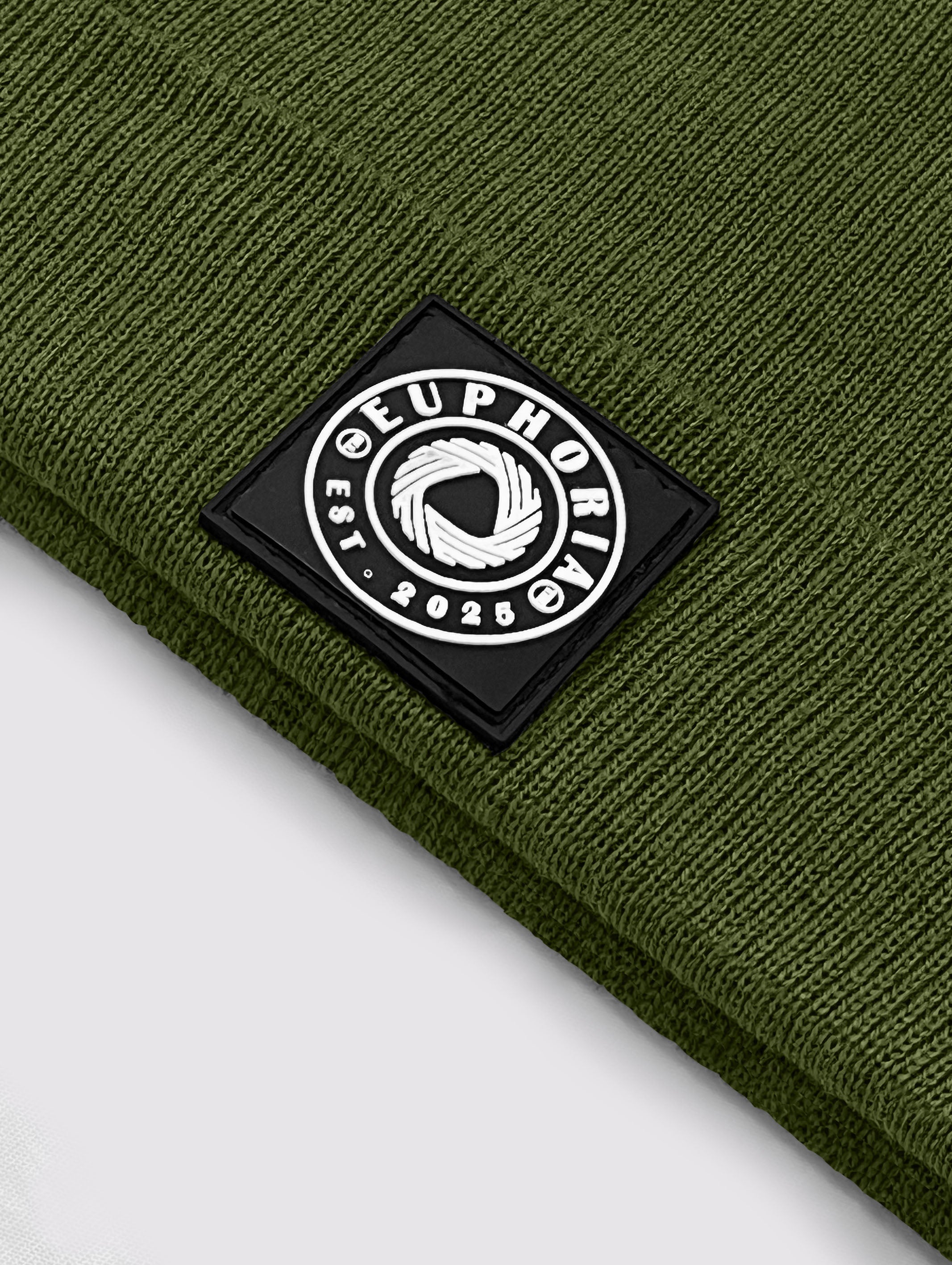 Army Green acrylic knit unisex knitted beanie cap – additional view