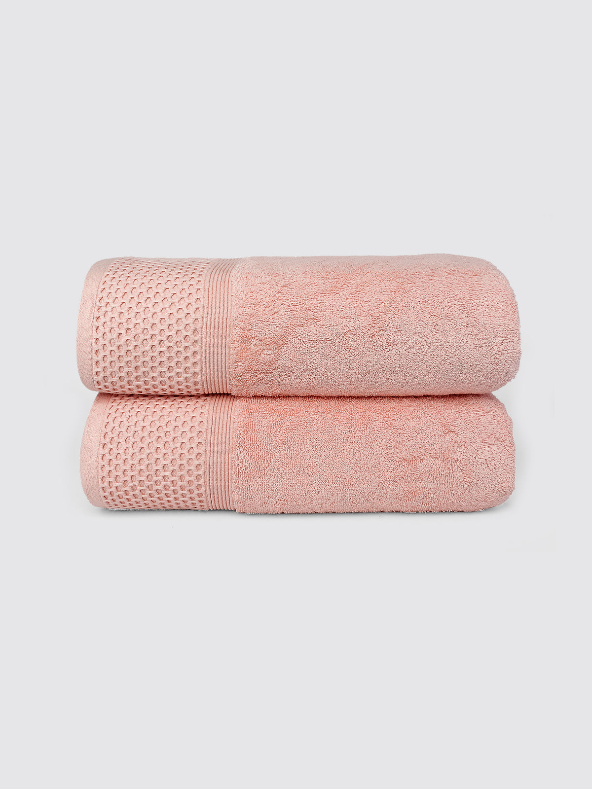 Peach combed cotton bath towel, pack of 2, 28x57 inches – main product view
