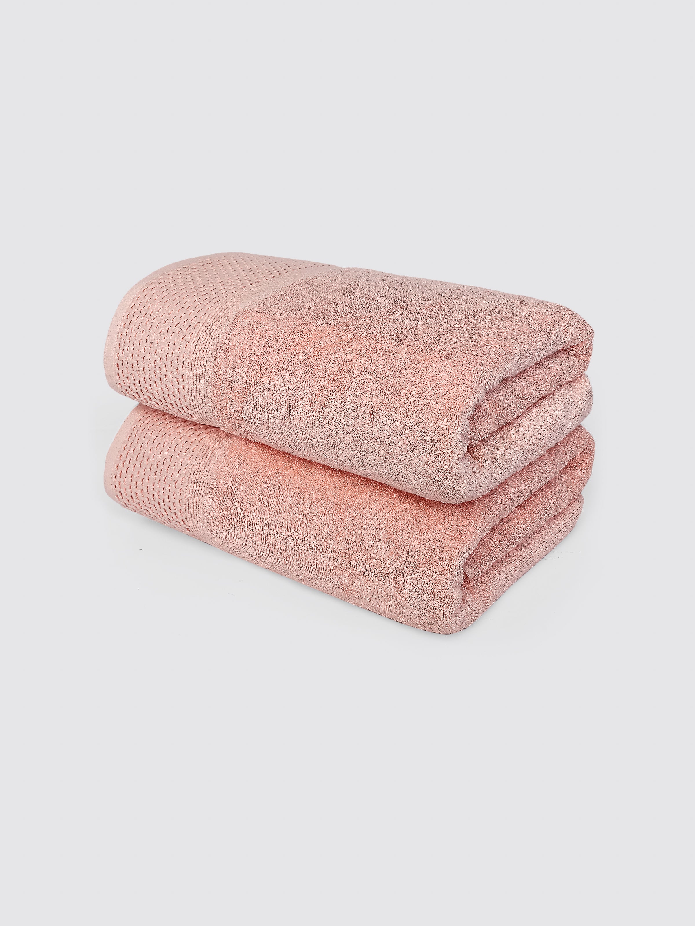 Peach combed cotton bath towel, pack of 2, 28x57 inches – additional view