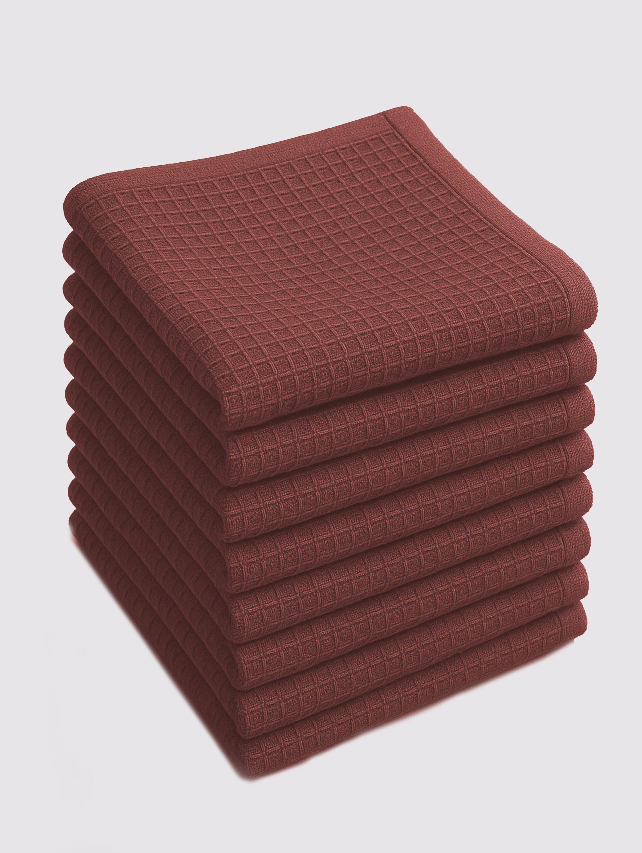 Brown combed cotton face towels and washcloths, pack of 8, 12x12 inches – main product view