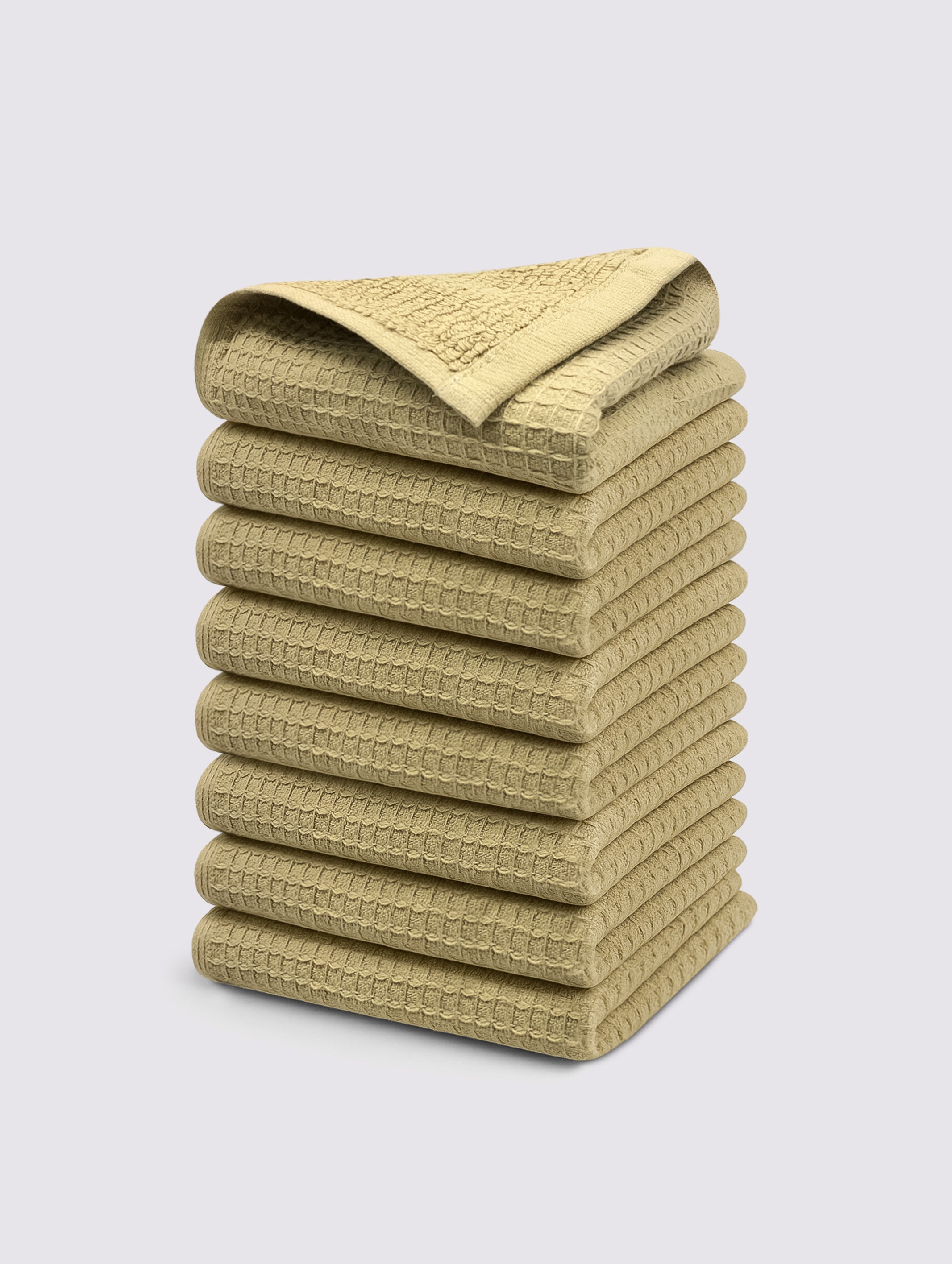 Khaki combed cotton face towels and washcloths, pack of 8, 12x12 inches – main product view