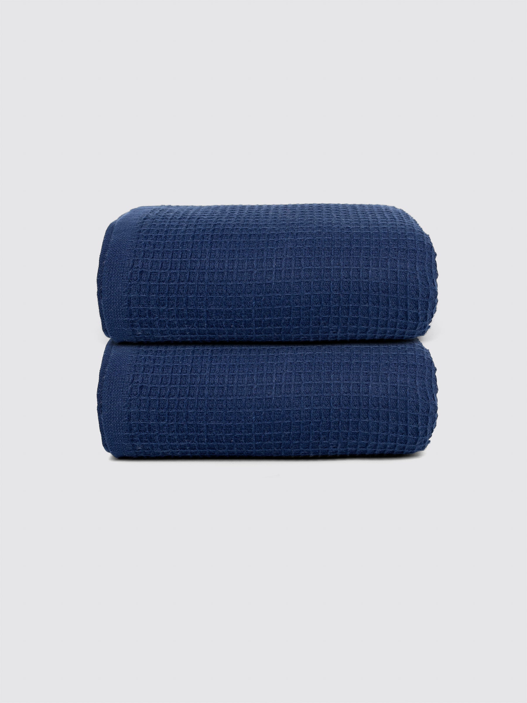 Navy Blue combed cotton kitchen towels and tea towels, pack of 2, 18x28 inches – main product view