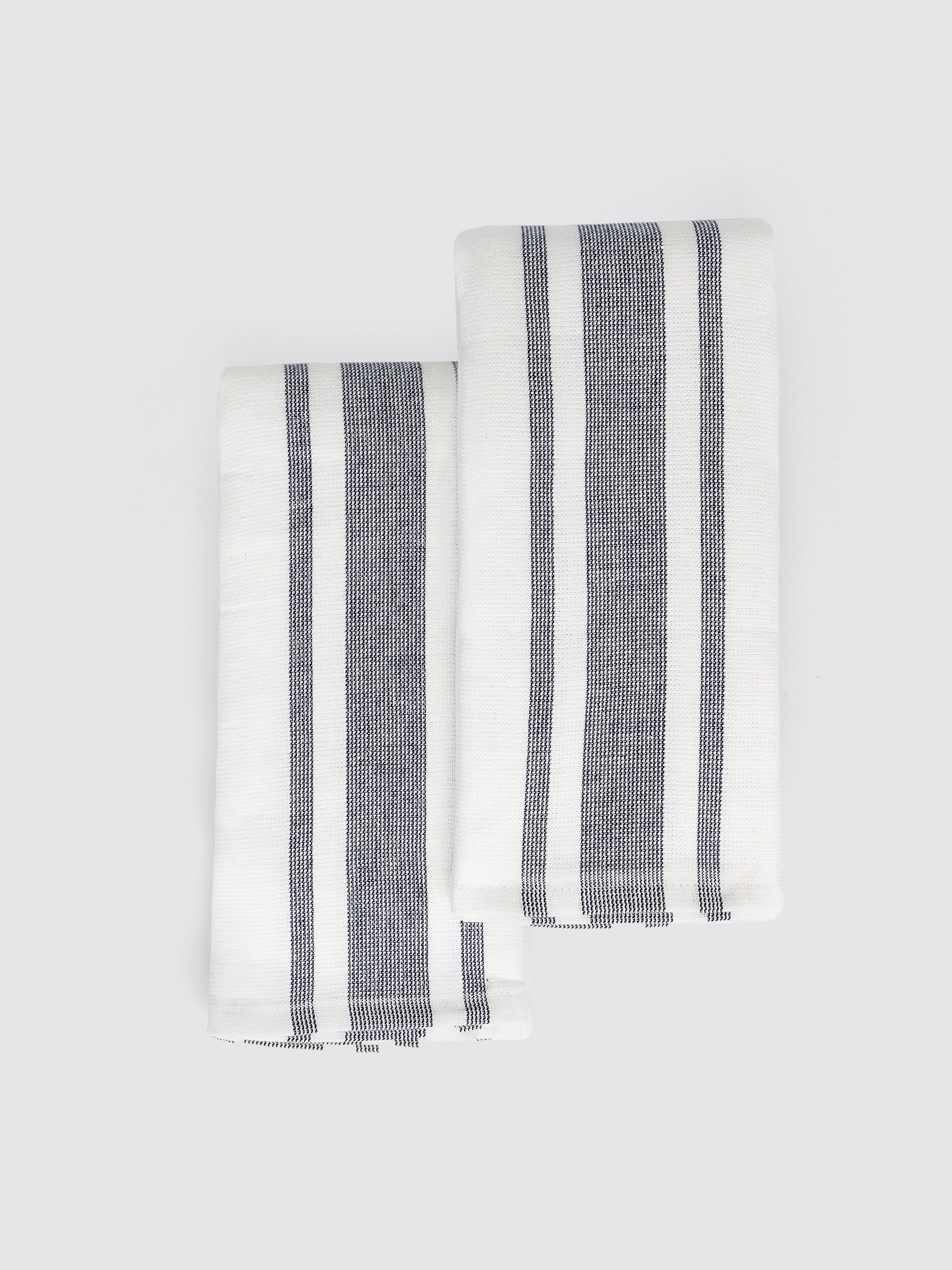 White & Grey combed cotton kitchen towels and tea towels, pack of 2, 16x26 inches – main product view