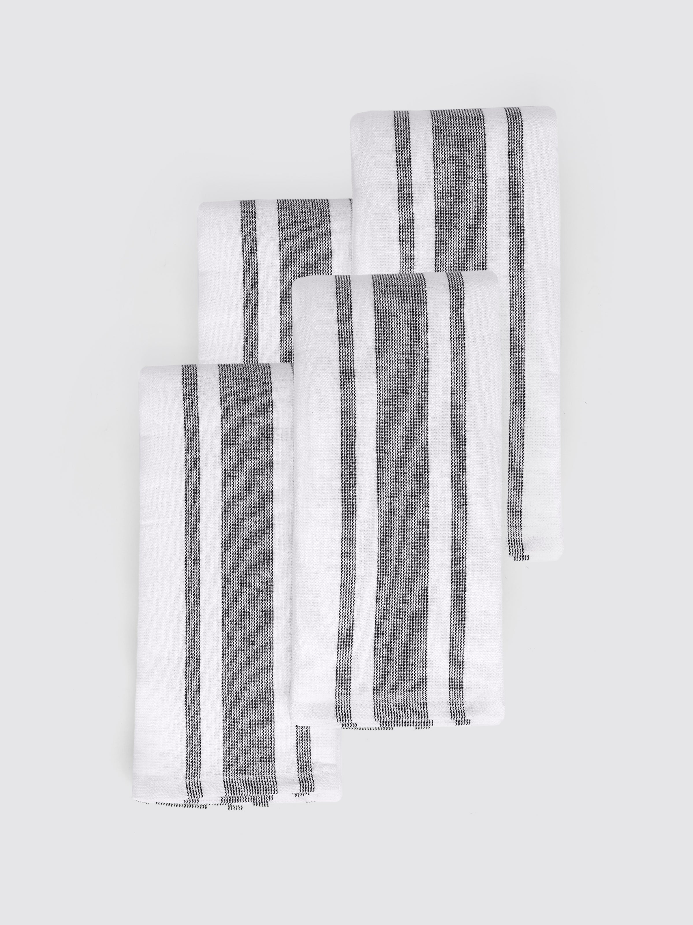 White & Grey combed cotton kitchen towels and tea towels, pack of 4, 16x26 inches – main product view