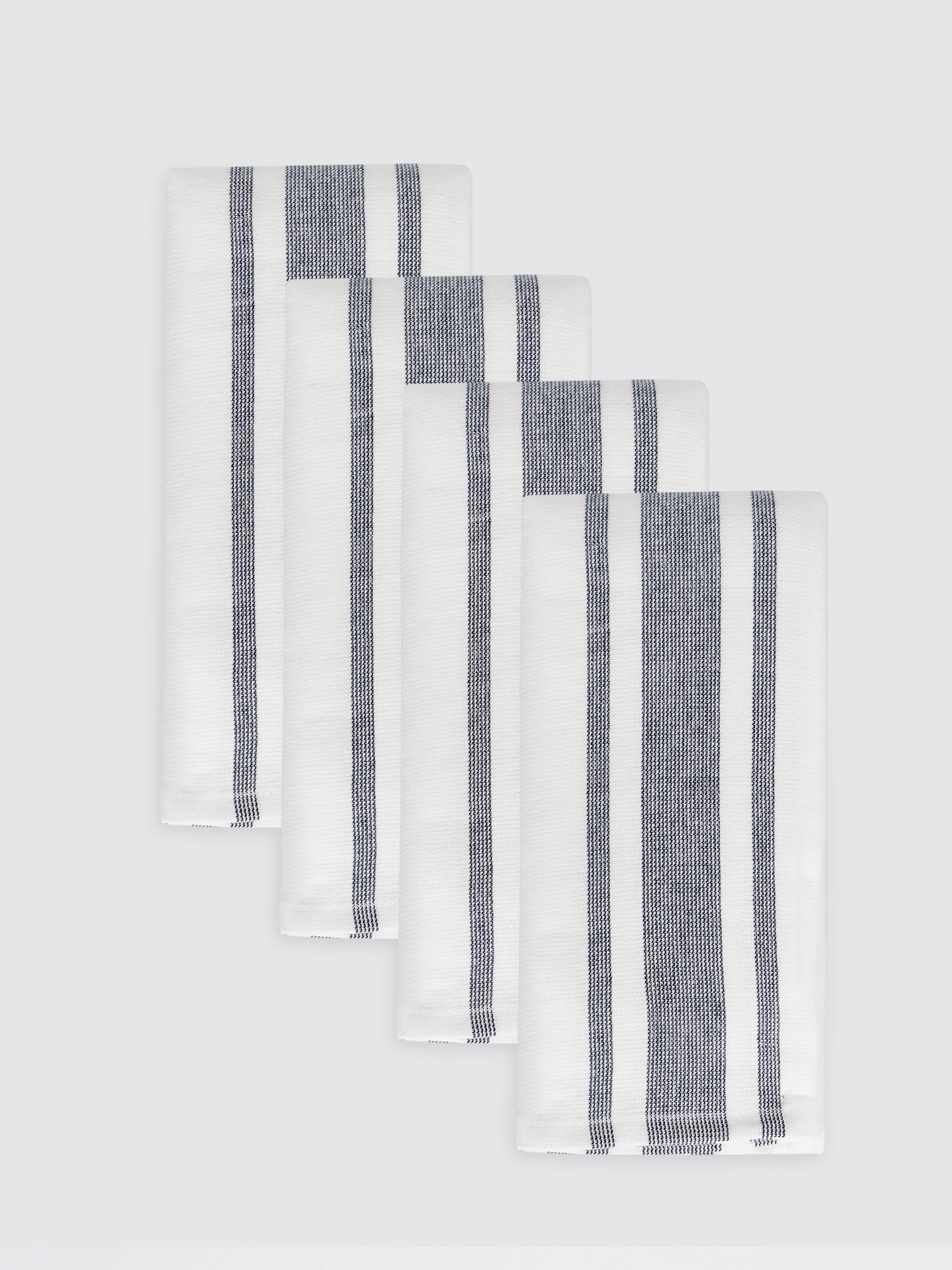 White & Grey combed cotton kitchen towels and tea towels, pack of 4, 16x26 inches – additional view
