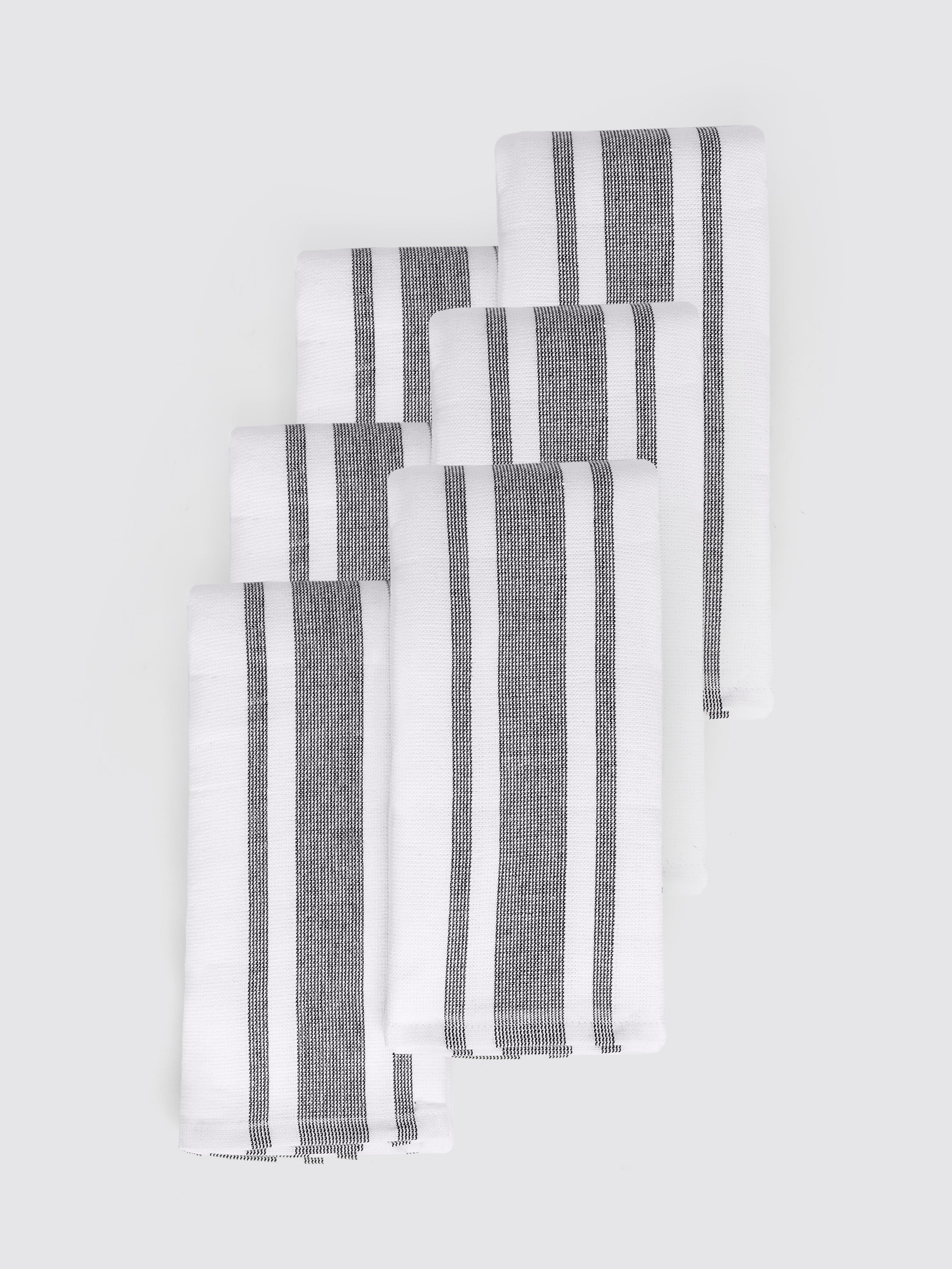 White & Grey combed cotton kitchen towels and tea towels, pack of 6, 16x26 inches – main product view