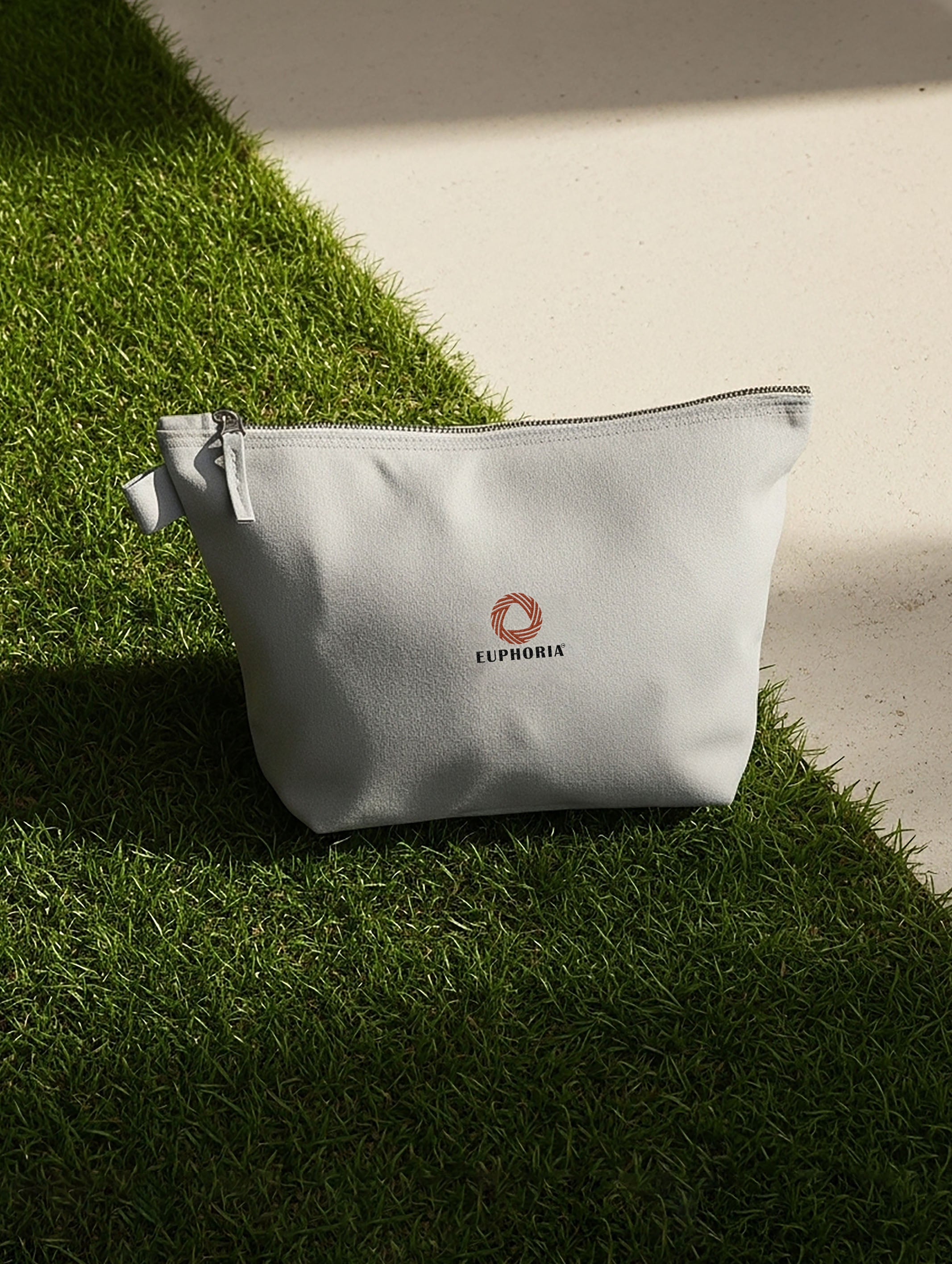 Light Grey cotton makeup and travel pouch, 19x28 cm – alternate product view