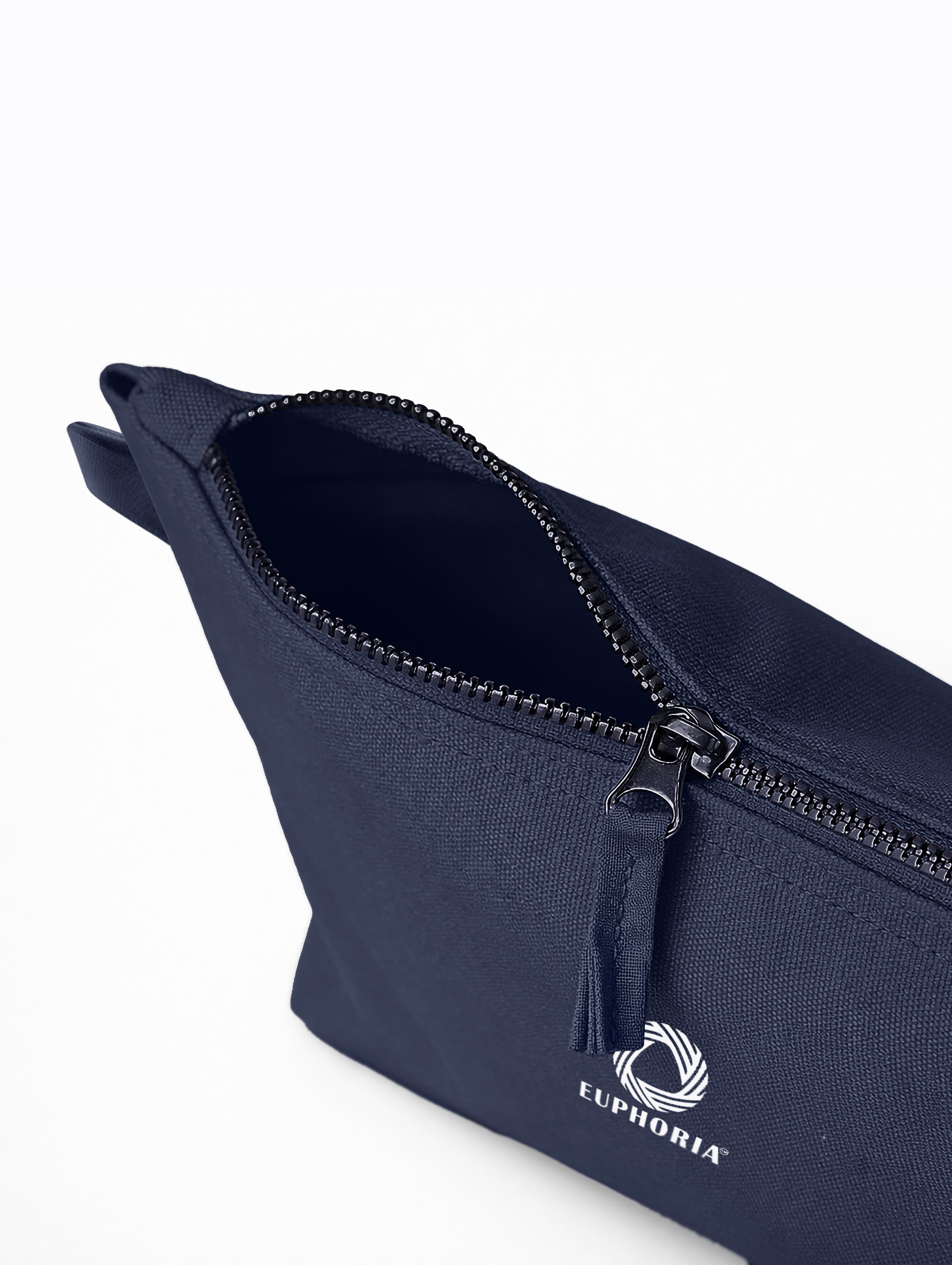 Navy Blue cotton makeup and travel pouch, 19x28 cm – additional view