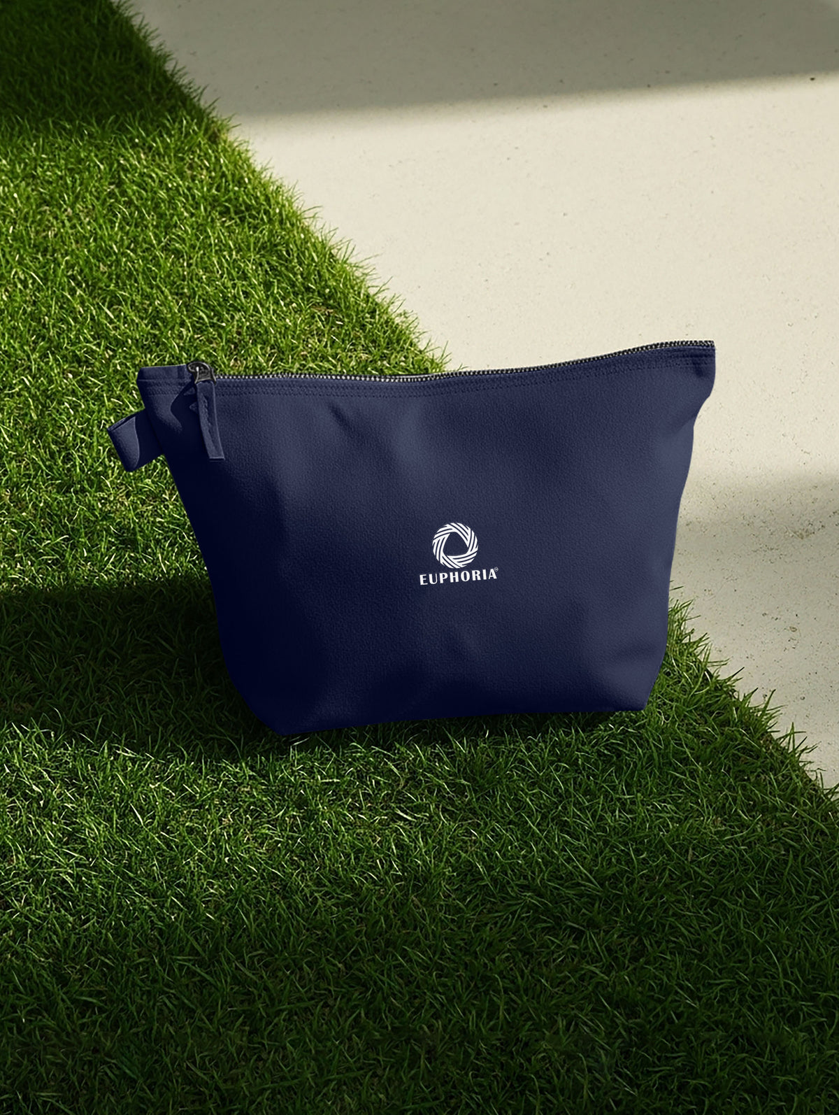 Navy Blue cotton makeup and travel pouch, 19x28 cm – alternate product view