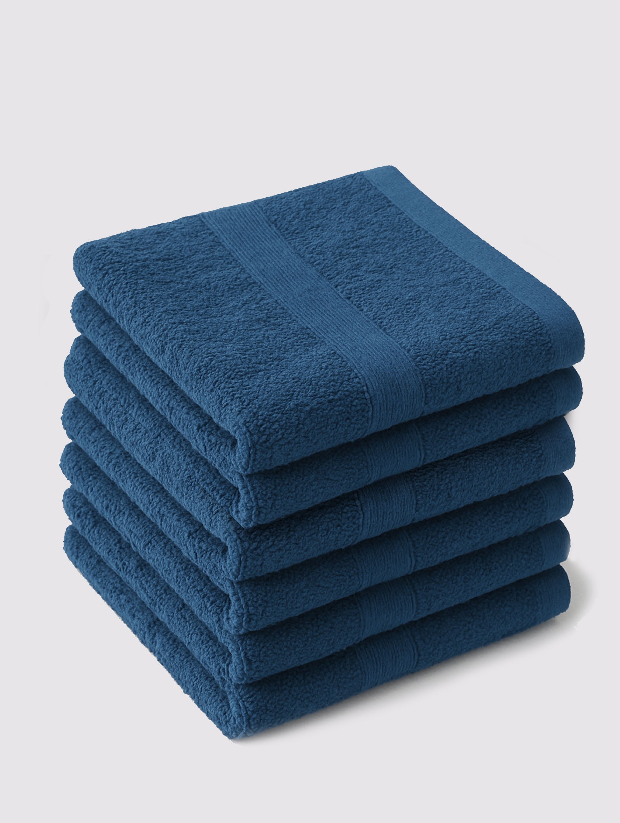 Blue face towels and washcloths, pack of 6, 13x13 inches – main product view