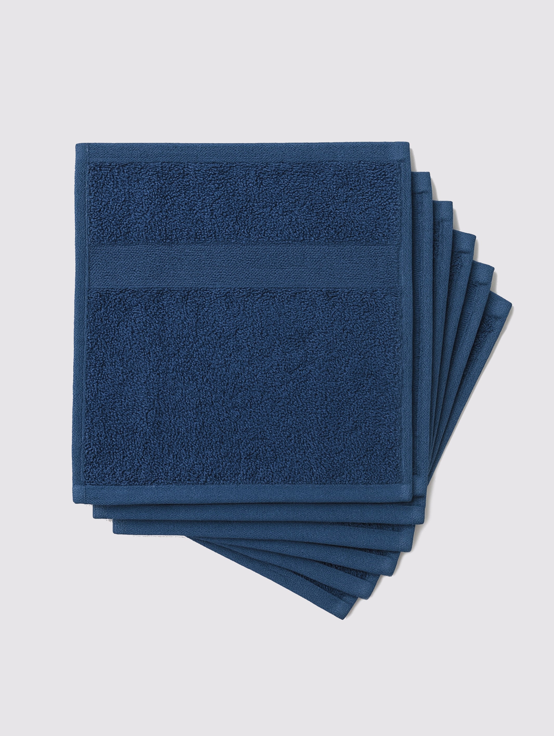 Blue face towels and washcloths, pack of 6, 13x13 inches – additional view
