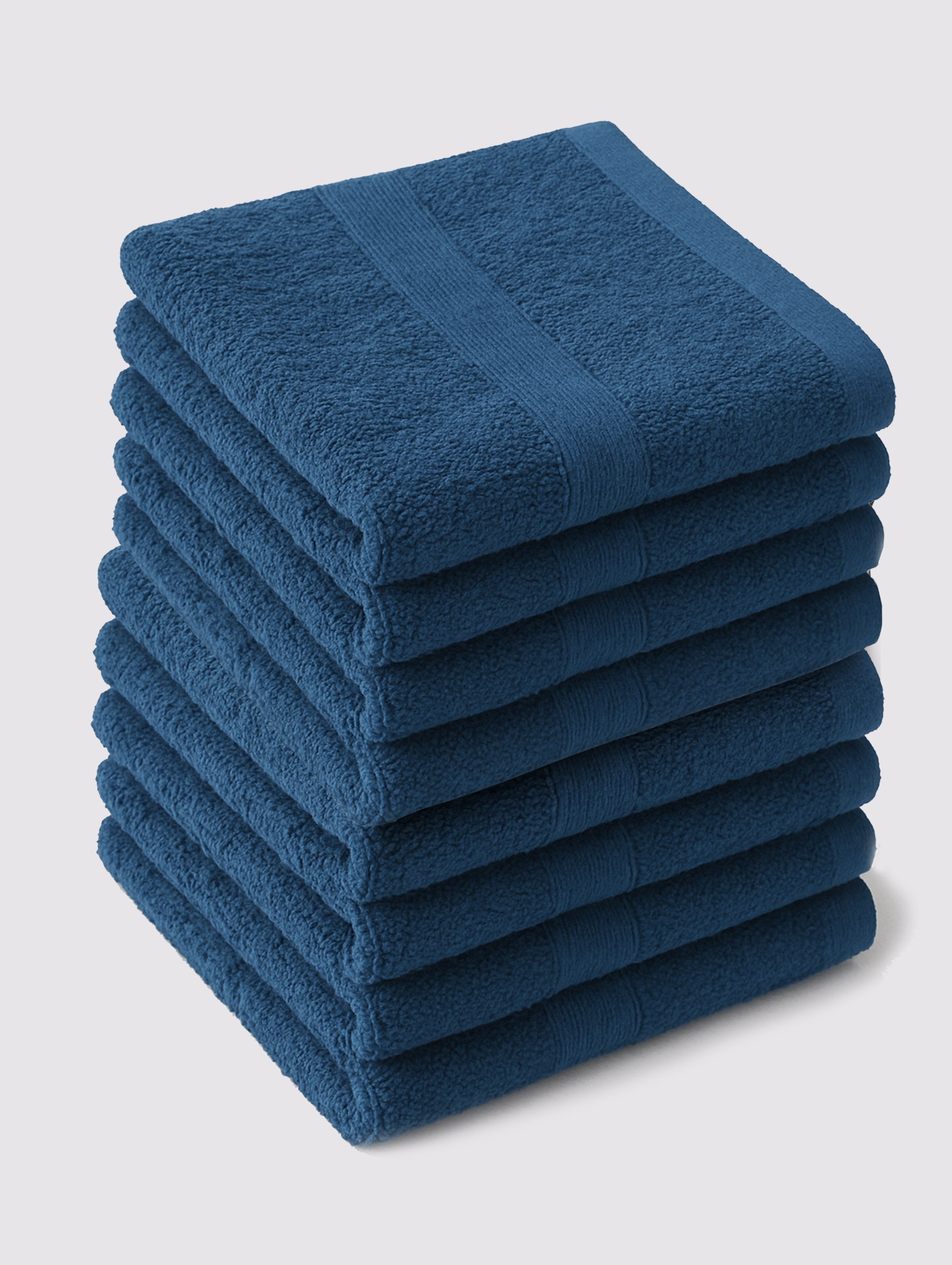 Blue face towels and washcloths, pack of 8, 13x13 inches – main product view