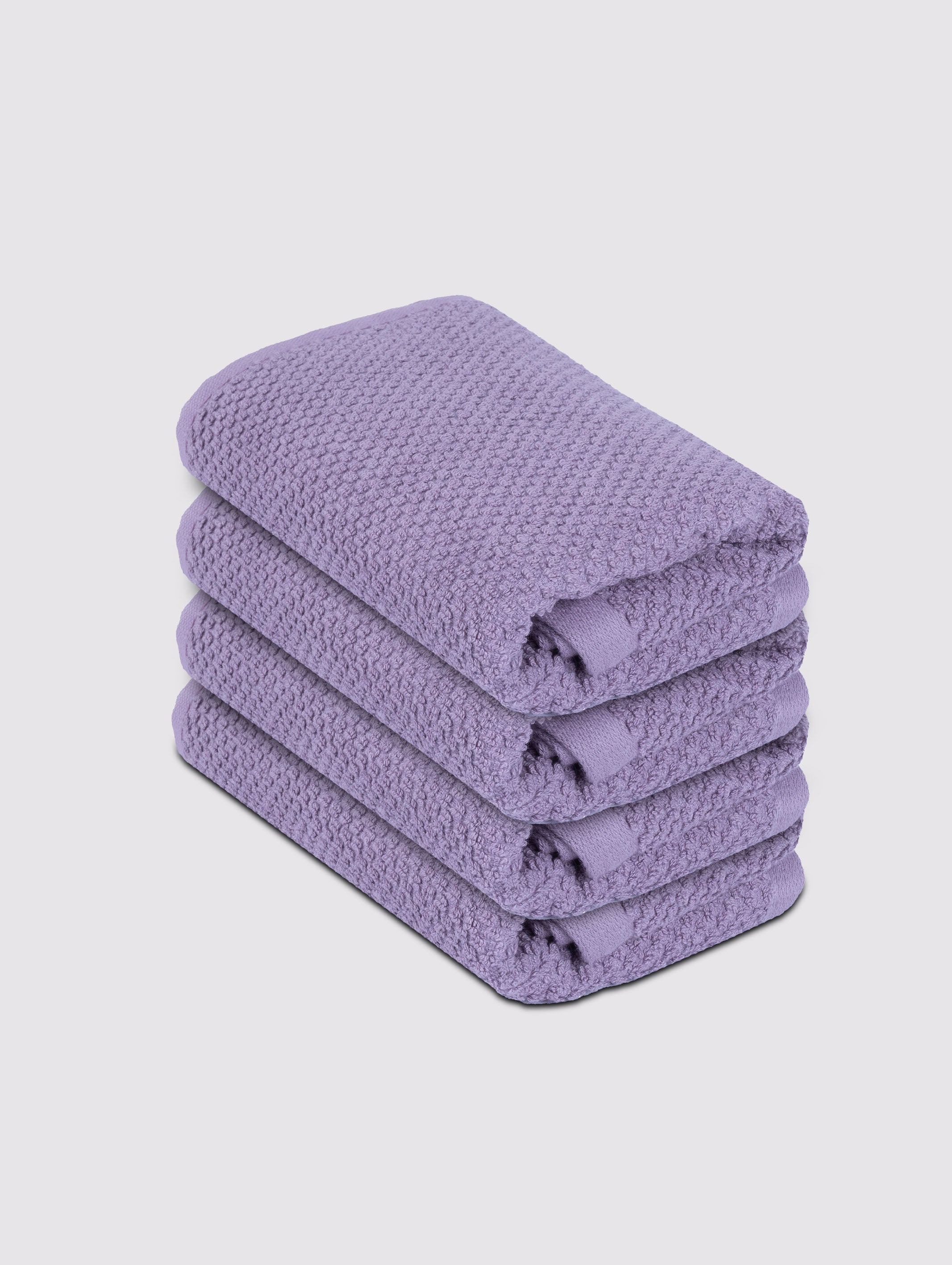 Purple face towels and washcloths, pack of 4, 13x13 inches – main product view